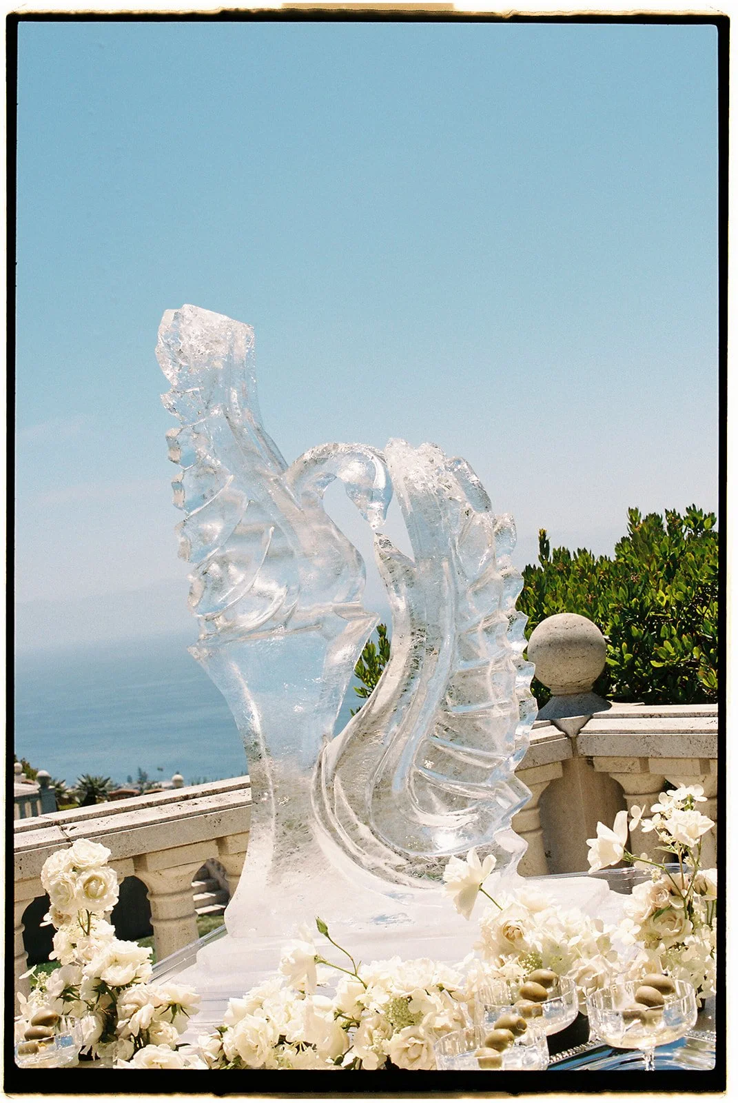 A close-up of the ice sculpture.