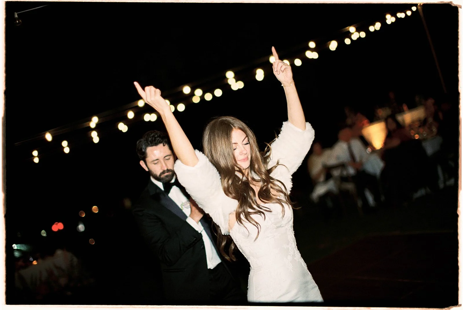 Dancing candids. Bride and groom. 35 mm film. 