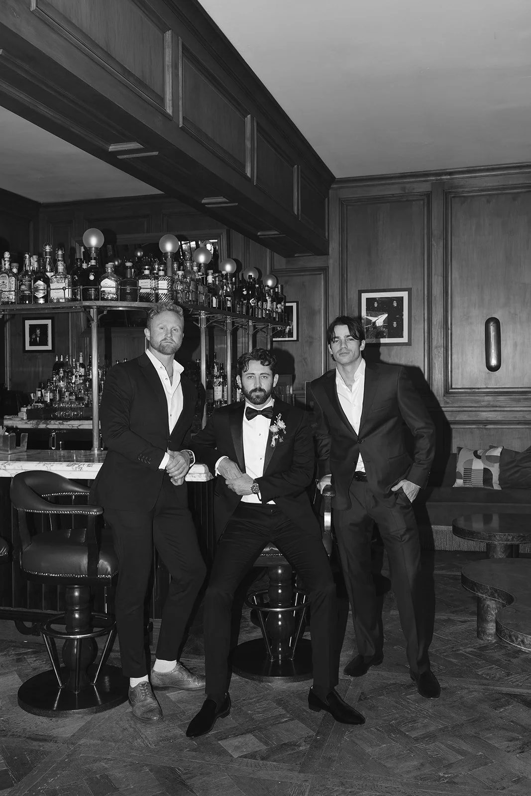  The groom with his best friends in the Rancho Santa Fe Inn bar,  Bings .  