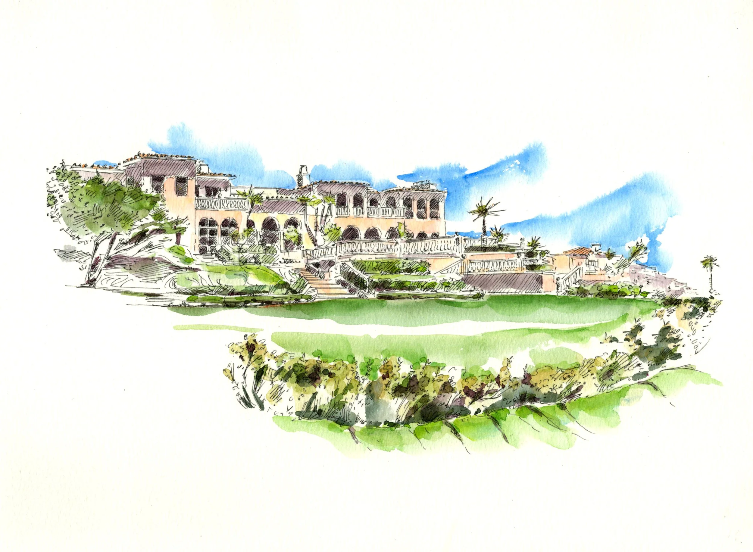Watercolor painting of the private estate