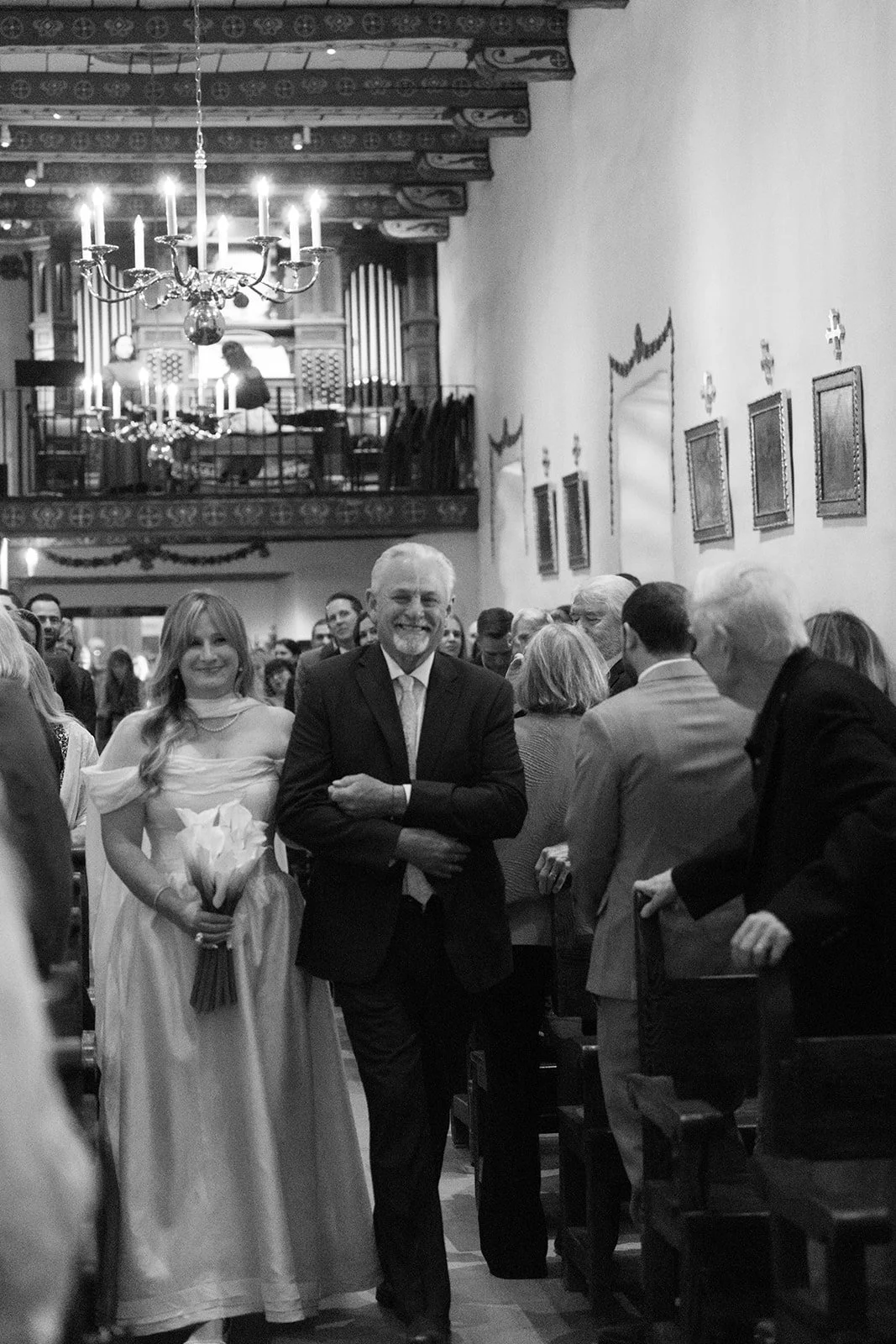Walking down the aisle with Dad in the San Juan Capistrano Mission