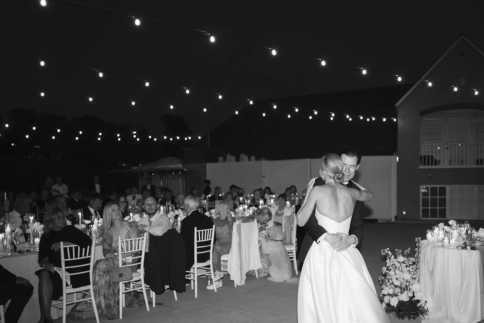 The bride and her father dancing.