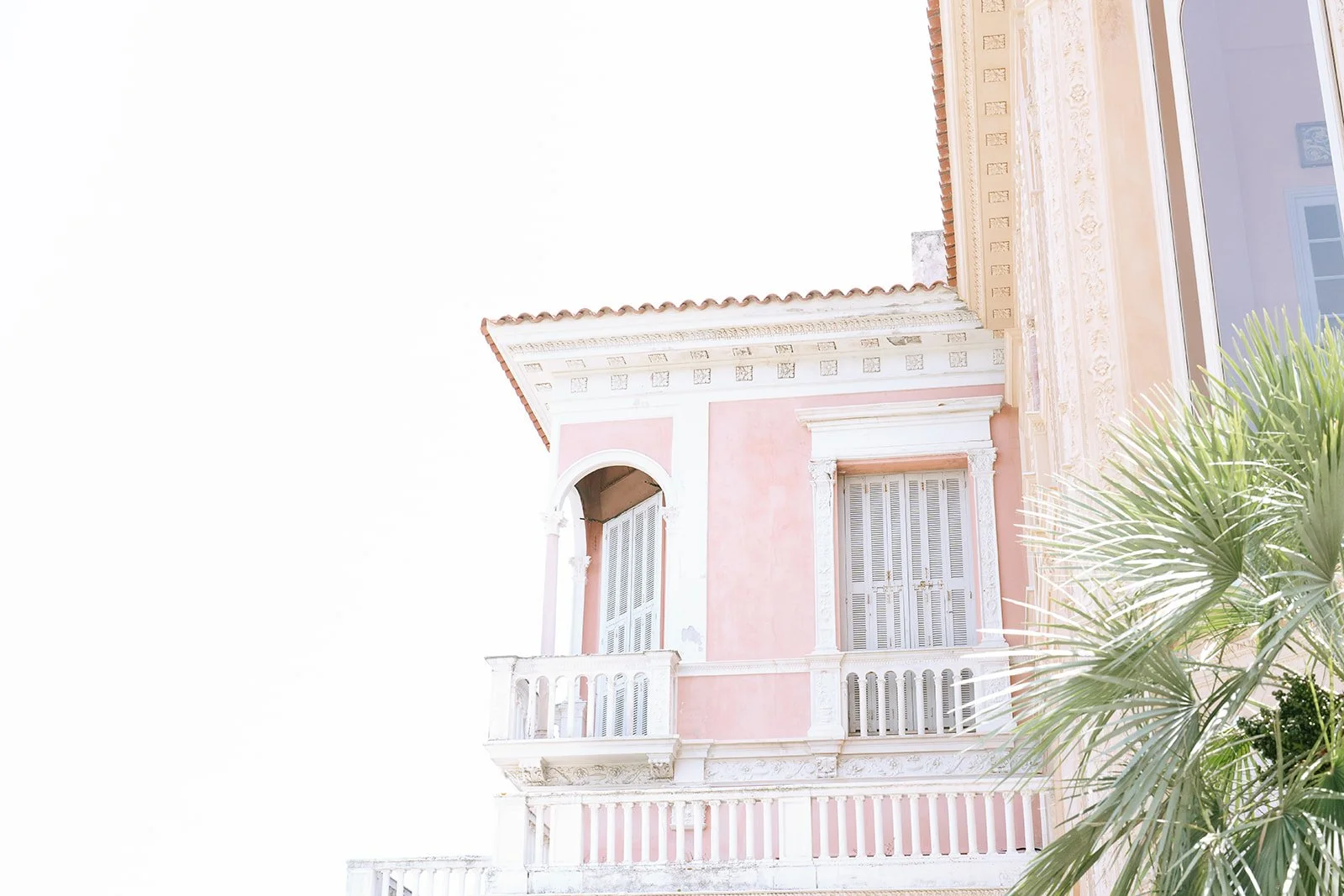 A window terrace and balcony on the Villa Ephrussi de Rothschild on the French Riviera on the South of France