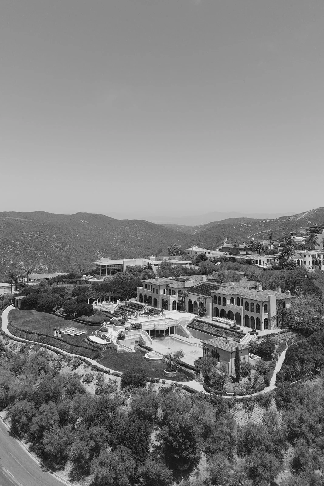 A drone view of the Villa Como hotel