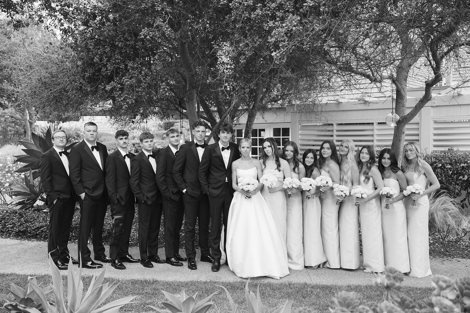 A portrait of the wedding party.