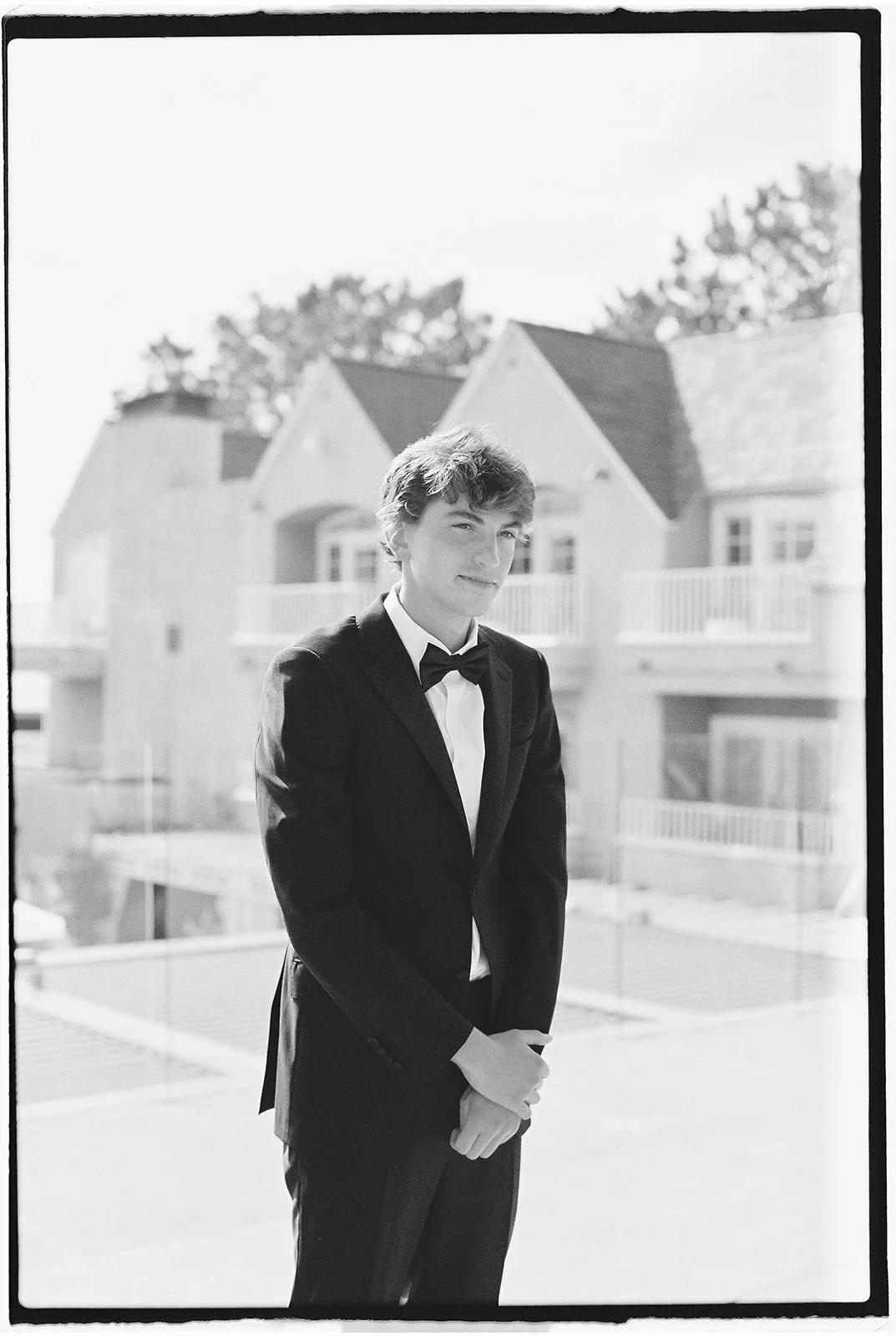 The groom in a tuxedo