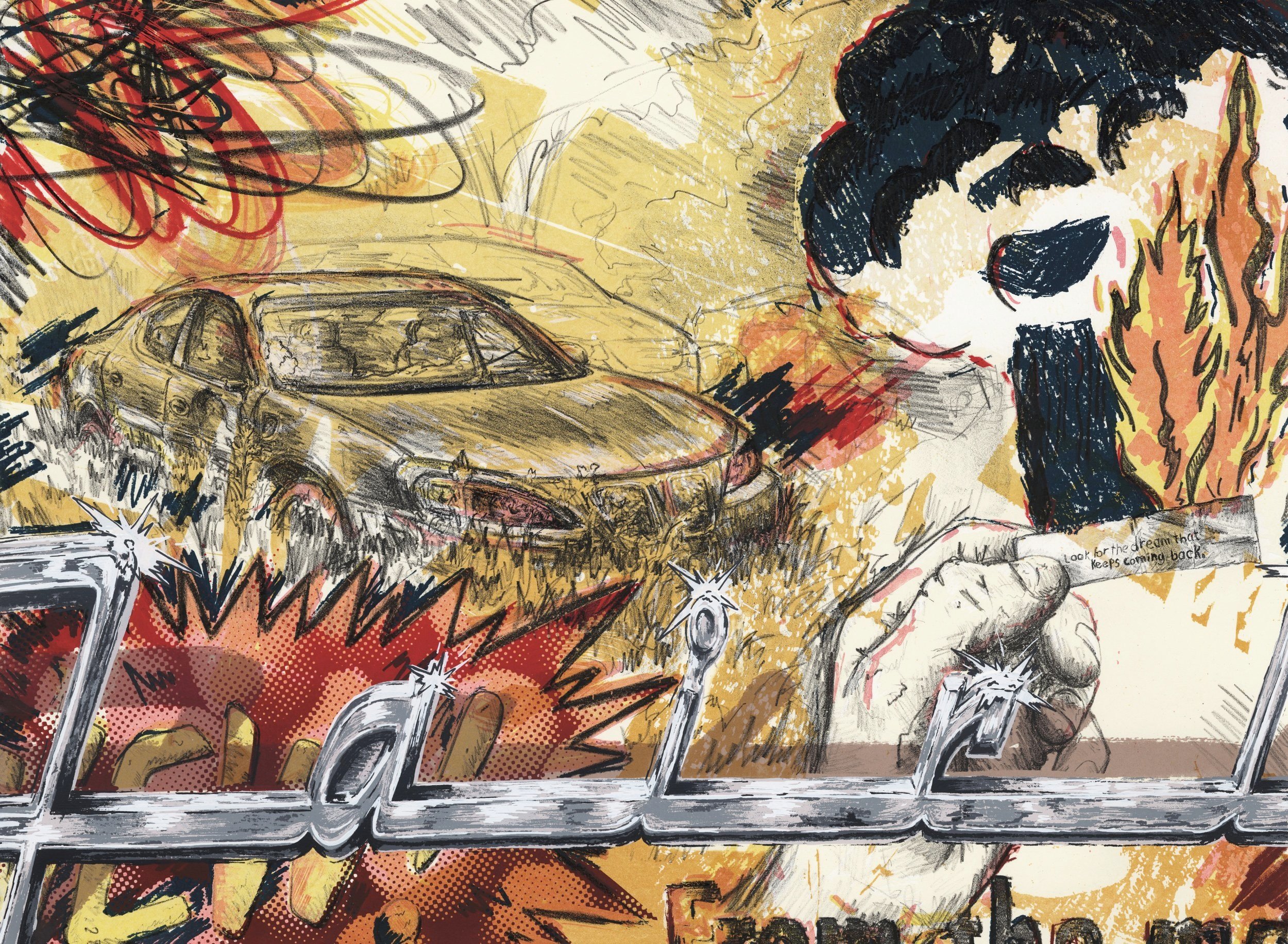 "Still waiting on that dream" 2023, Lithograph and Silkscreen, 15x21in