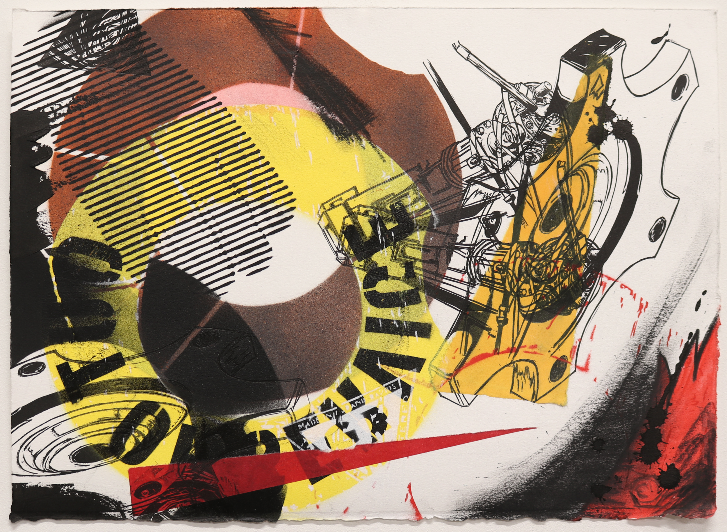 "Scrap Report - IV" 2021, Relief with Acrylic, India Ink, and Chine Colle, 13x17in