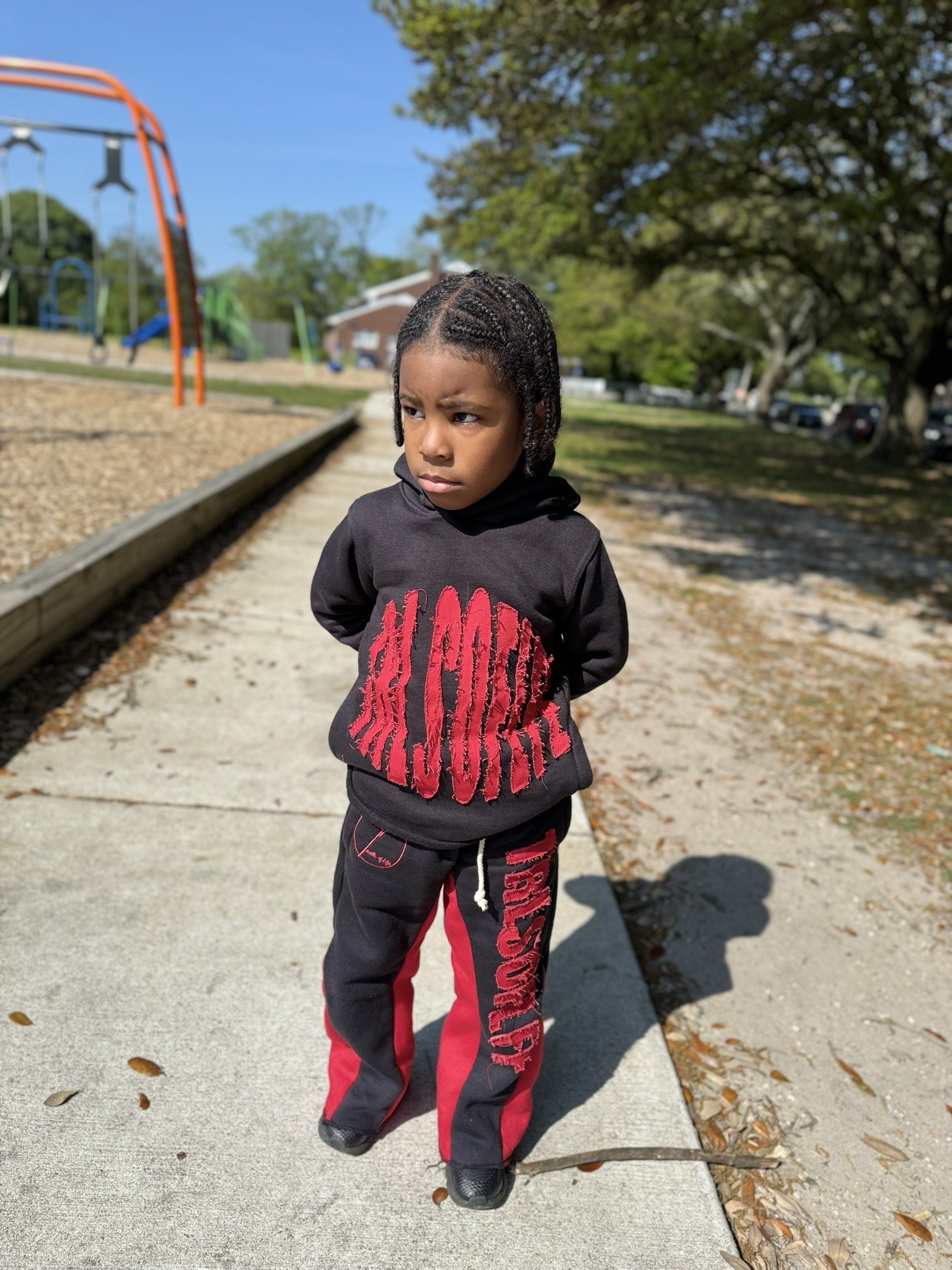 Toddler's | Black & Red Distressed | Sweatsuit