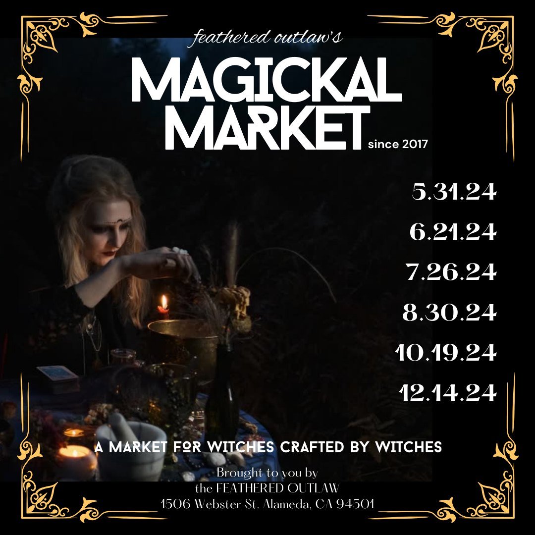 Since 2017, Feathered Outlaw's Magickal Markets have been weaving magic in Alameda's West End Arts District. Their events unite the community, spotlighting local artists, small businesses, holistic practitioners, and musicians. Join us as we continue