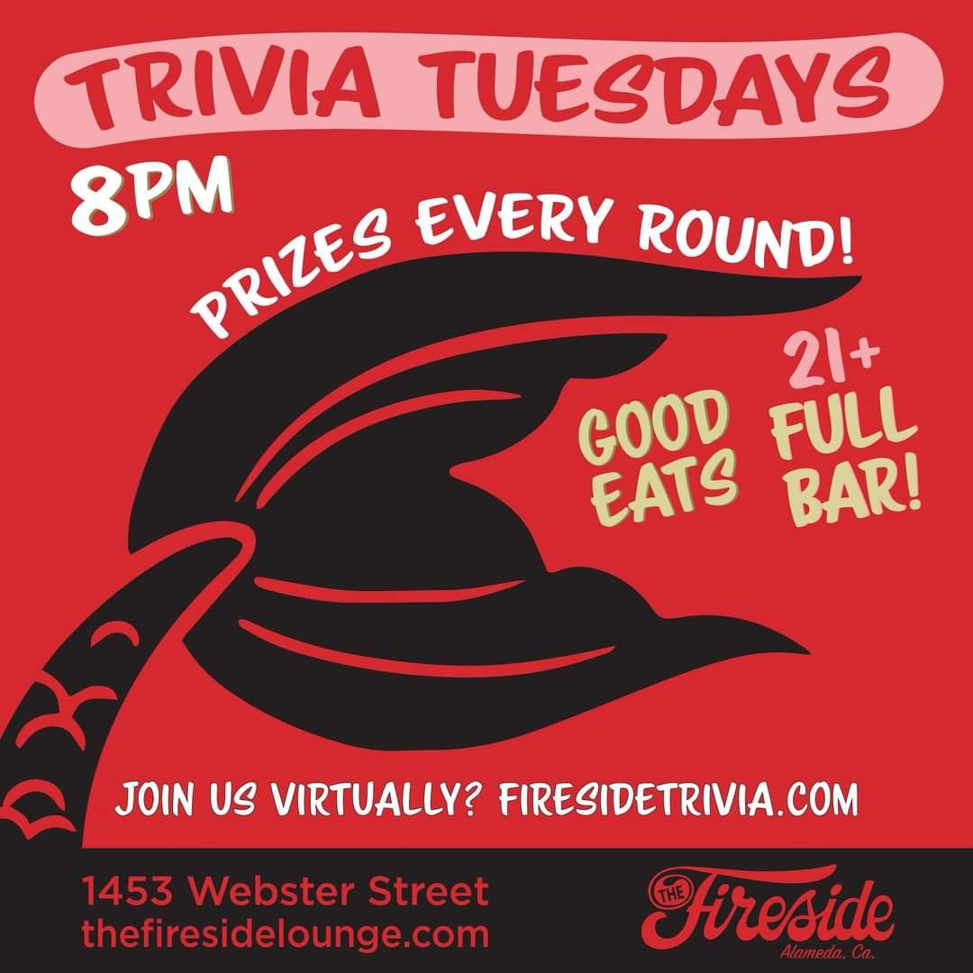 Test your knowledge while having a blast with friends! Don't miss Trivia Tuesdays at @firesidealameda at 1453 Webster Street.

#trivianight #alamedaca #westalameda #westalamedabusiness #trivia