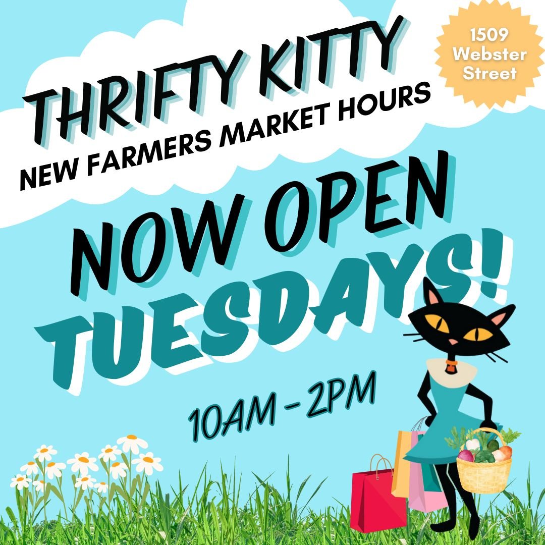 Swing by when you're visiting the Farmers' Market each Tuesday!

Thrifty Kitty
1509 Webster St.
thethriftykitty.org

#alamedabusiness #westalameda #farmersmarket #westalamedabusiness