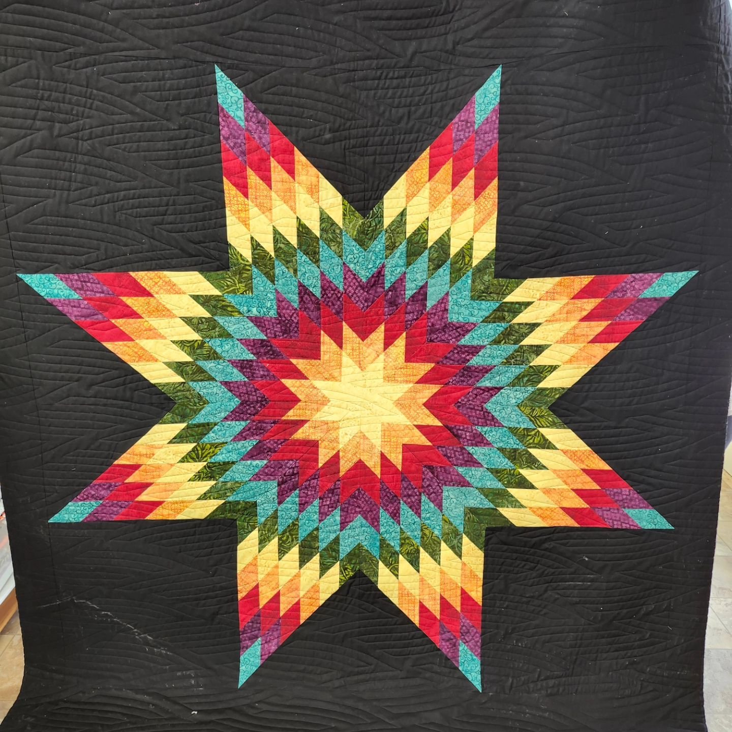 Sisters Charlene and Debbie were in today to longarm their Lone Star quilts from our class.  Charlene chose a pattern called 'basketweave illusion'. Debbie chose a pattern called 'surf' ##longarmmachinerentals ##quiltfun ##quiltyourselfawesome ##quil