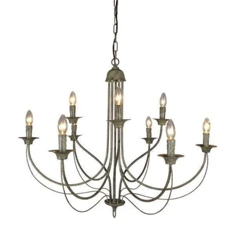 Taupe 9 Arm Chandelier