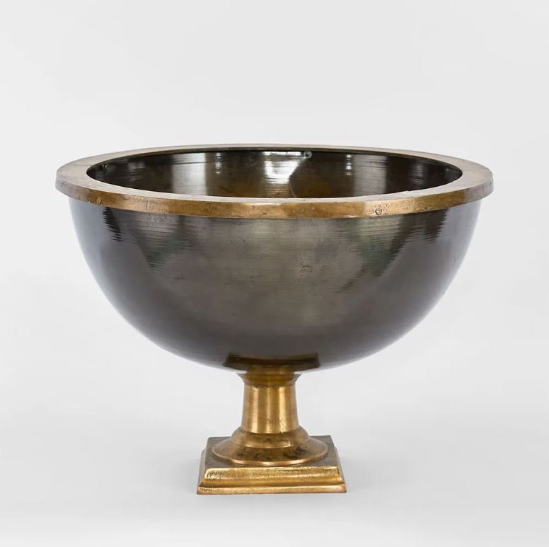 Round Ice Bucket in Antique Brass