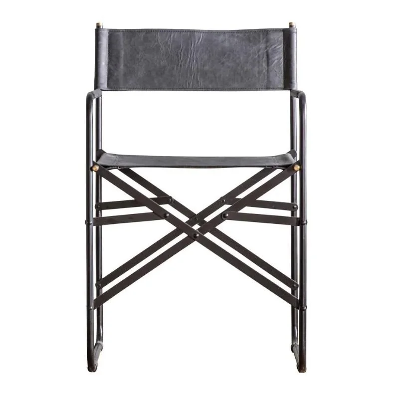 Jodhpur Black Leather Armchair - Set of 2