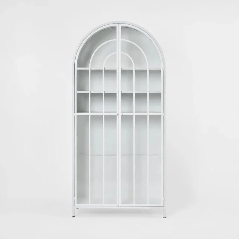 Hamptons Arched Glass Door Cabinet