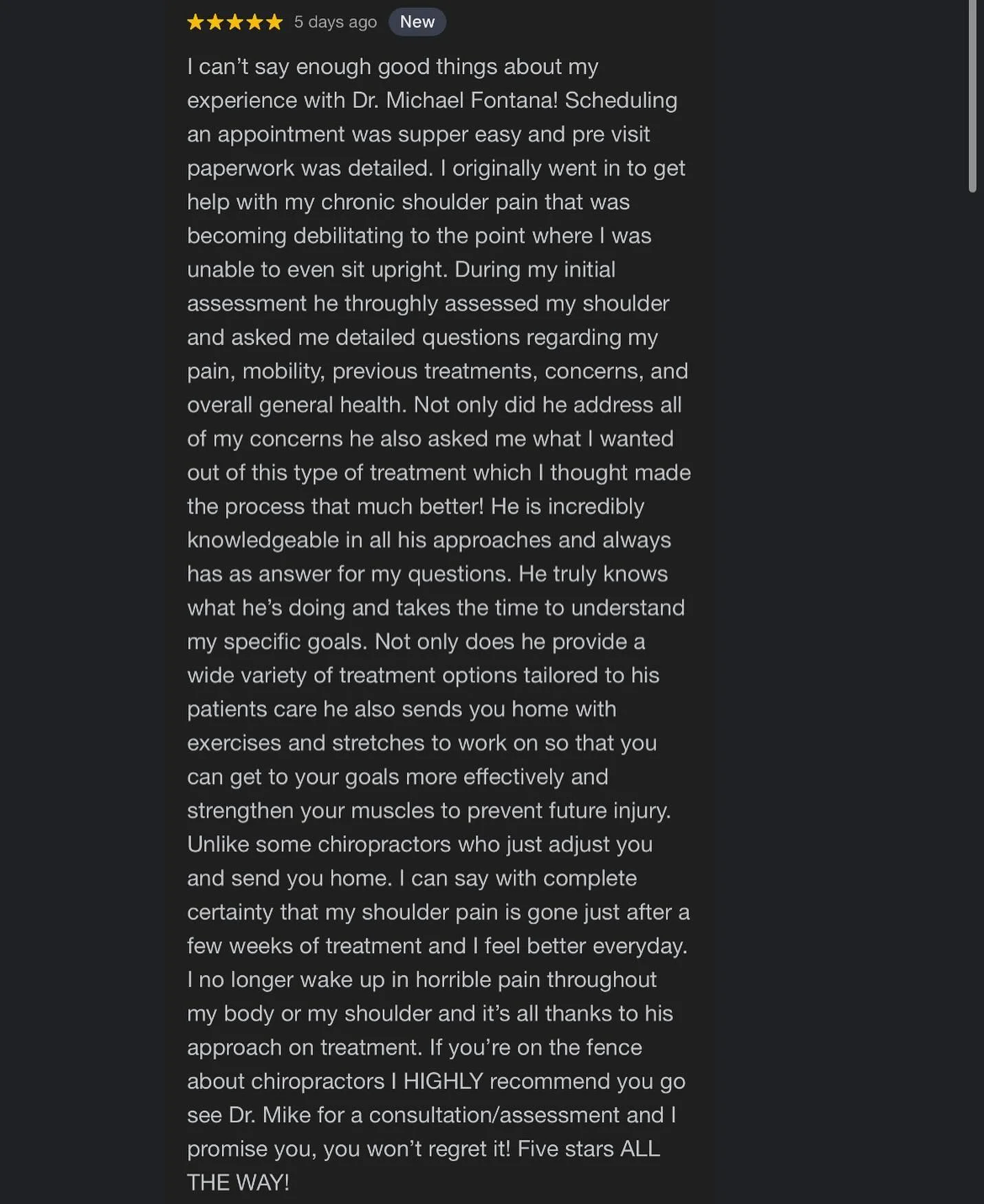 Another great review, thank you so much!

If you have tried chiropractic in the past and weren&rsquo;t satisfied with a 5-10 minute visit, that&rsquo;s where we come in. 1-on-1 care tailored to your specific goals and needs 💪🏼

If you&rsquo;re inte