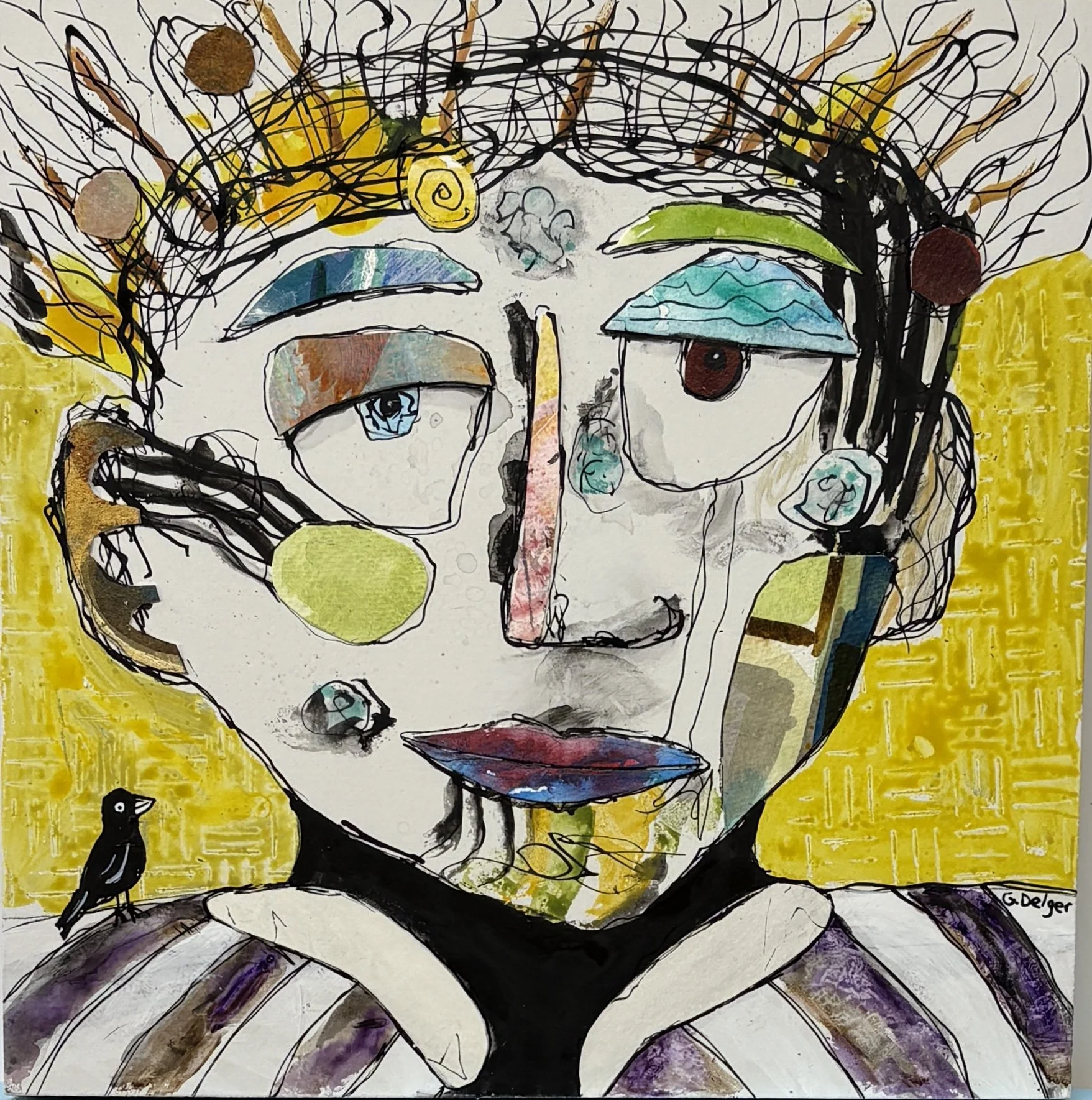 "From the Future Again"
10" x 10"
Acrylic and collage