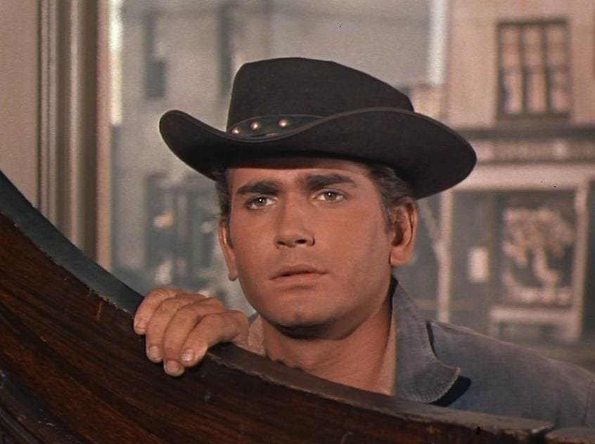Michael Landon as Little Joe in Bonanza.