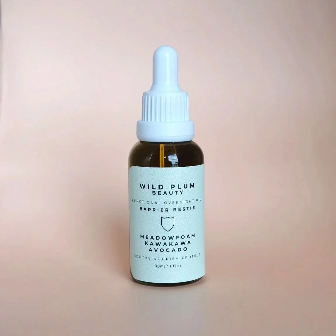 Barrier Bestie Functional Face Oil with Meadowfoam, Kawakawa & Avocado for sensitive skin and eczema, wild plum beauty