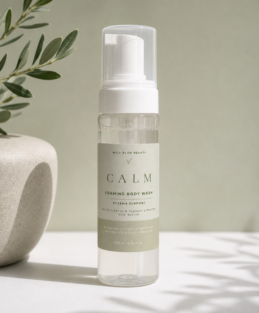 calm gentle foaming body wash for eczema prone skin