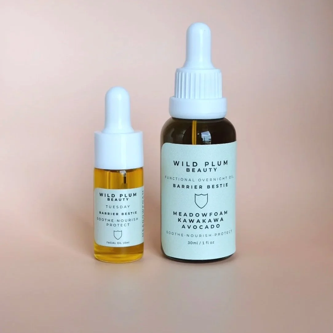 Barrier Bestie Functional Face Oil with Meadowfoam, Kawakawa & Avocado for sensitive skin and eczema, wild plum beauty