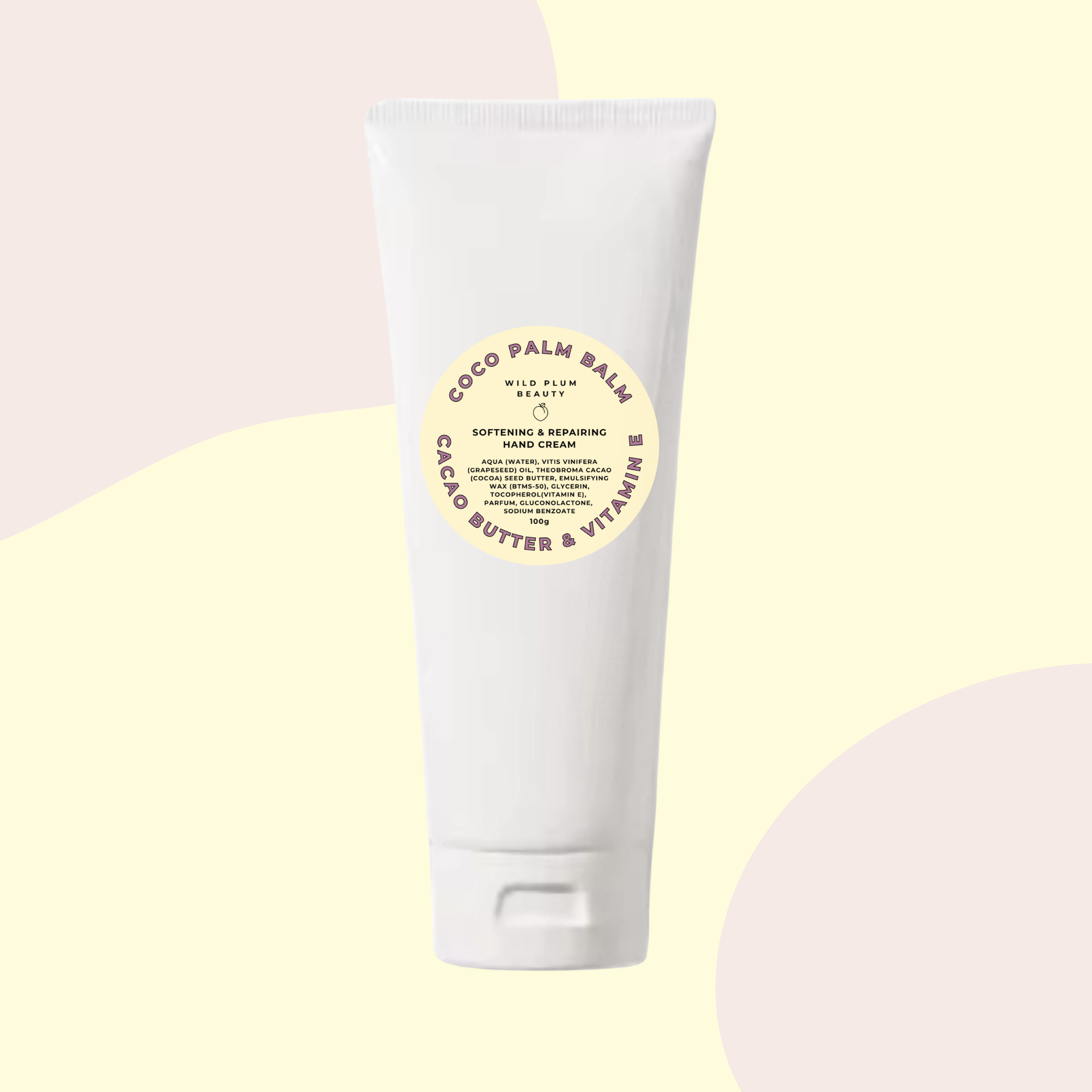 Coco Palm Balm nourishing hand cream with cocoa butter, grapeseed oil, and vitamin E, rich hydrating hand and cuticle balm for soft, smooth skin
