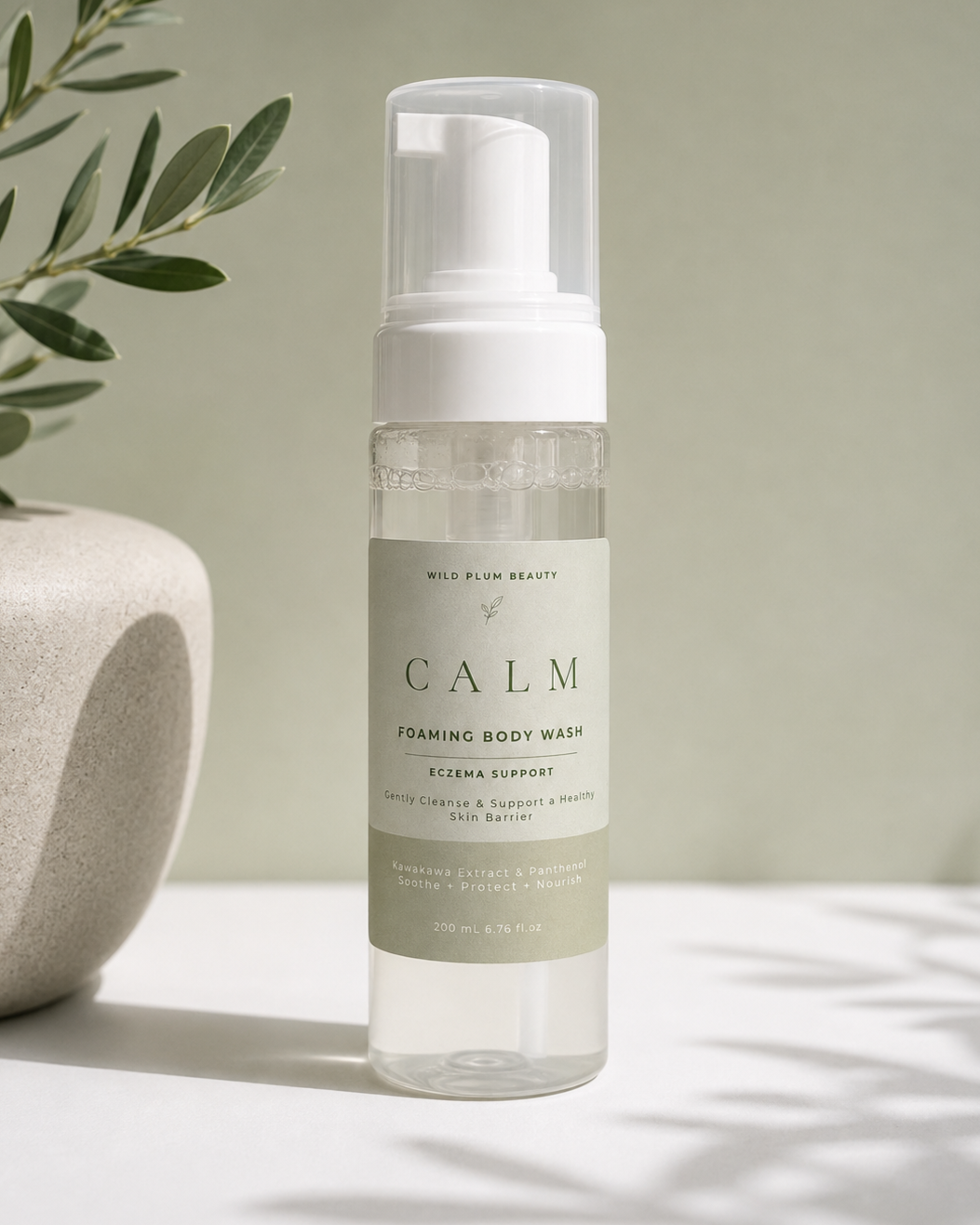 calm gentle foaming body wash for eczema prone skin