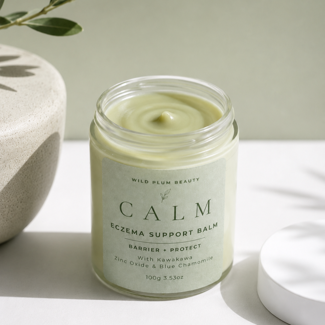 Eczema Calm Balm with kawakawa and manuka in 60g tin for soothing itchy and irritated skin