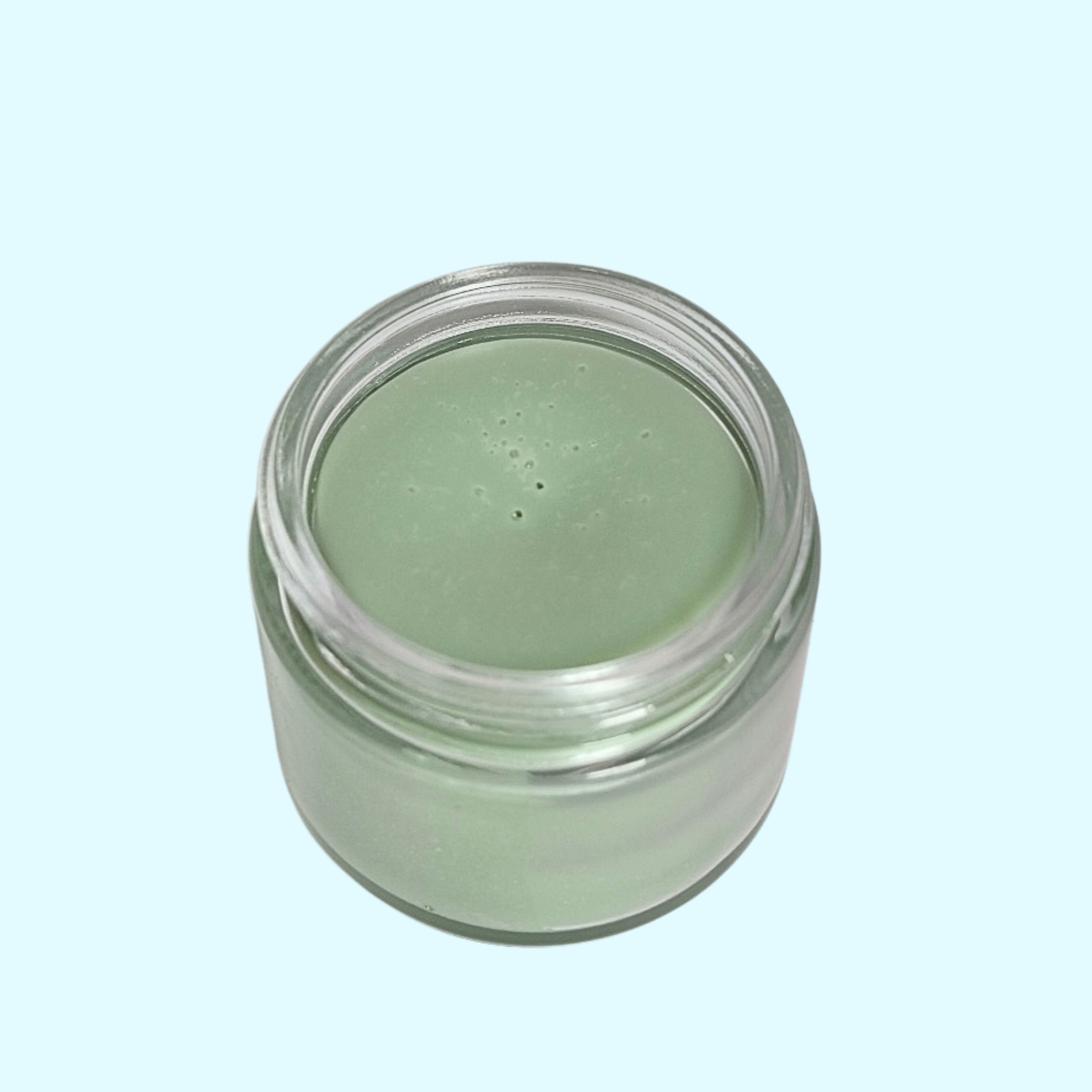 Natural eczema balm texture with zinc oxide and nourishing plant oils for itch relief with blue tansy