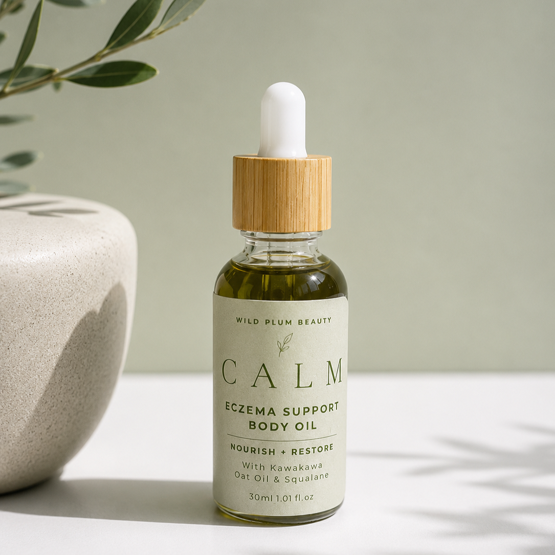 Calm Eczema Support Body & Face Oil A gentle, nourishing oil blend for dry, itchy and compromised skin.