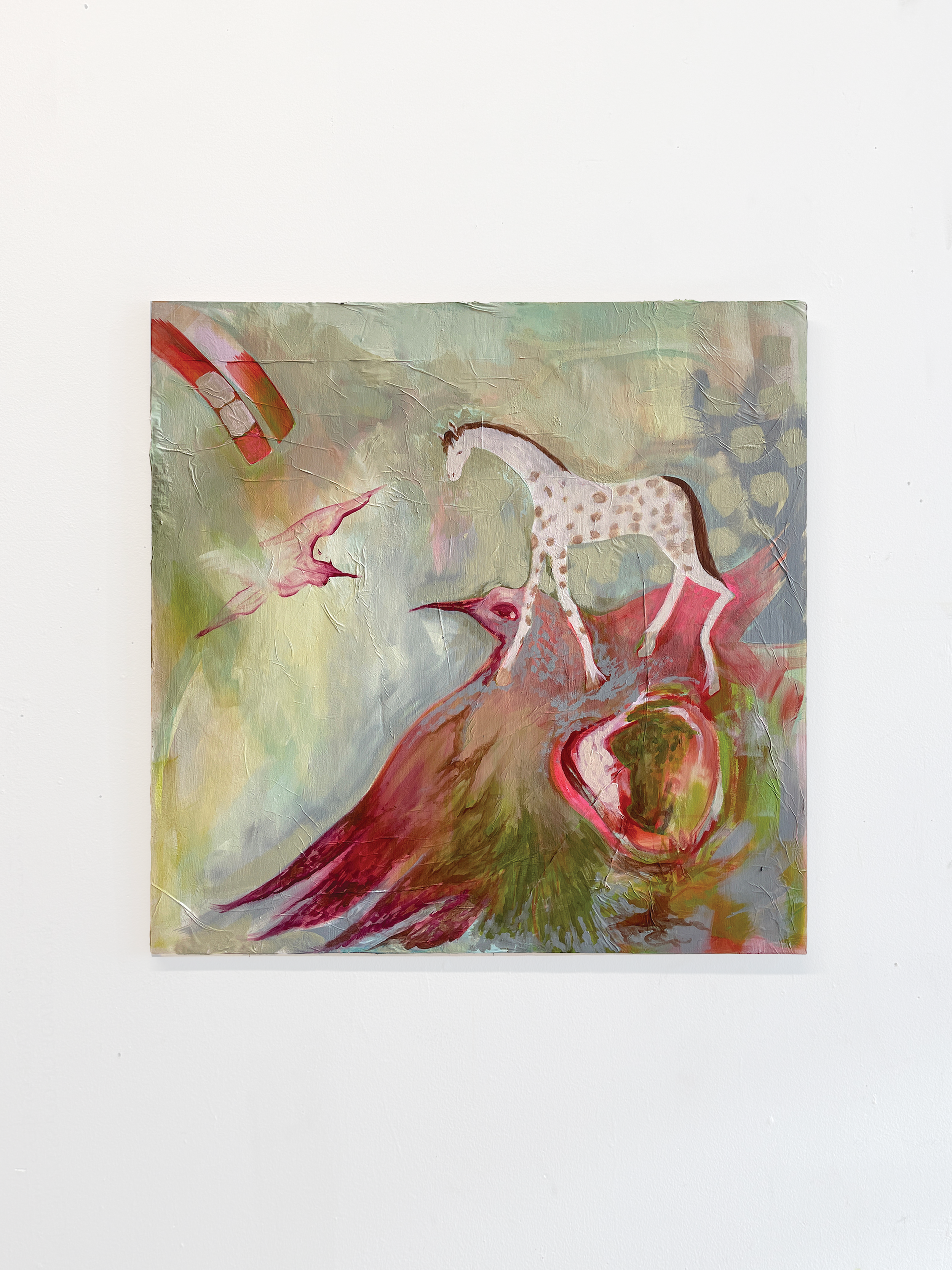 The Bird and The Horse, 2025
Acrylic on plywood board
24" x 24"