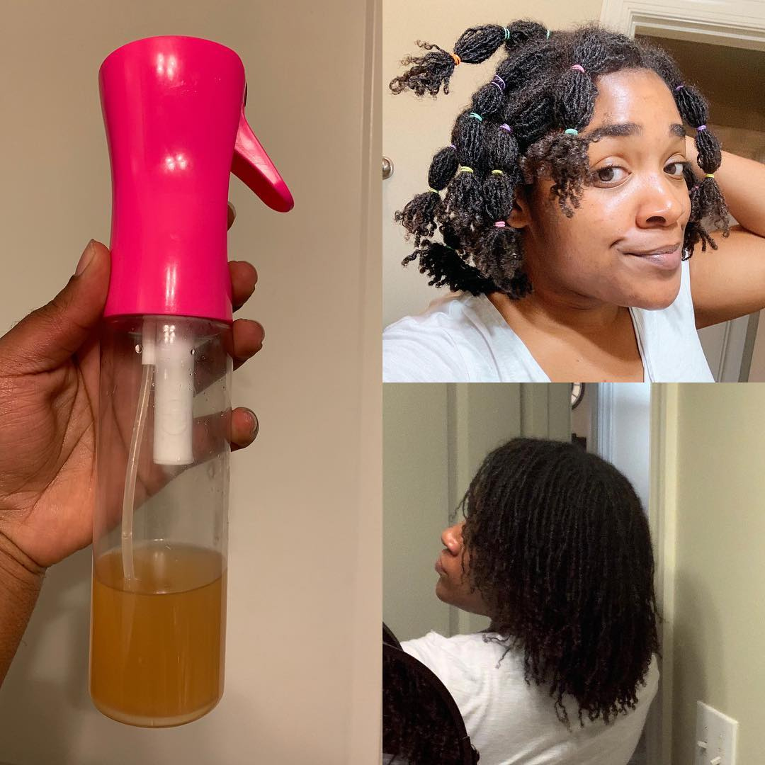 woman with microlocs ACV and baking soda detox
