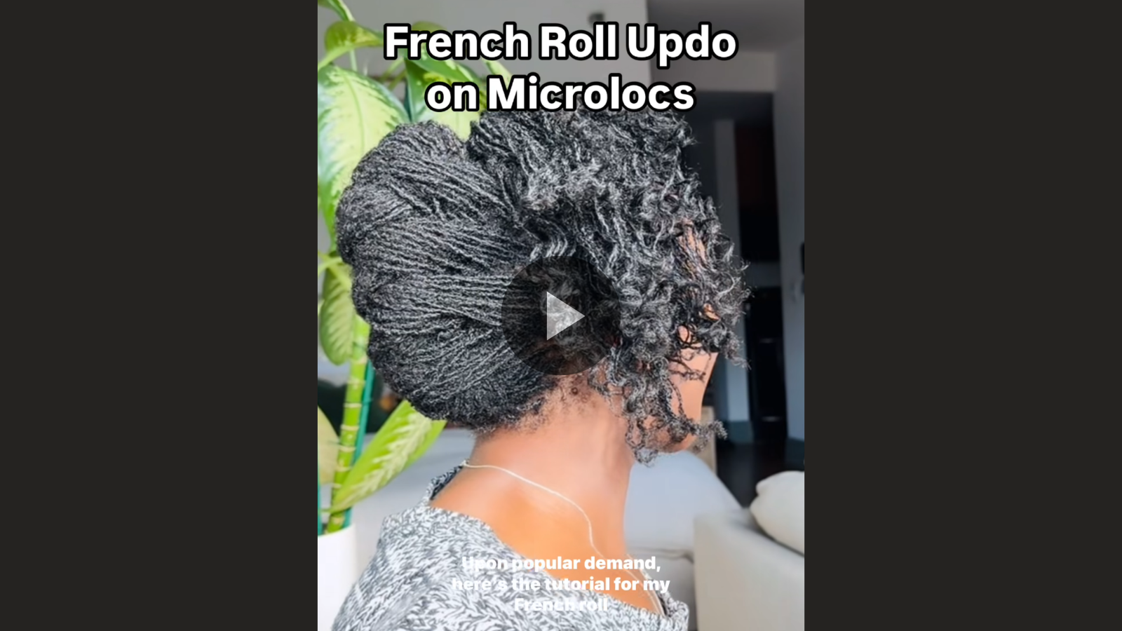 woman with microlocs and french roll  updo