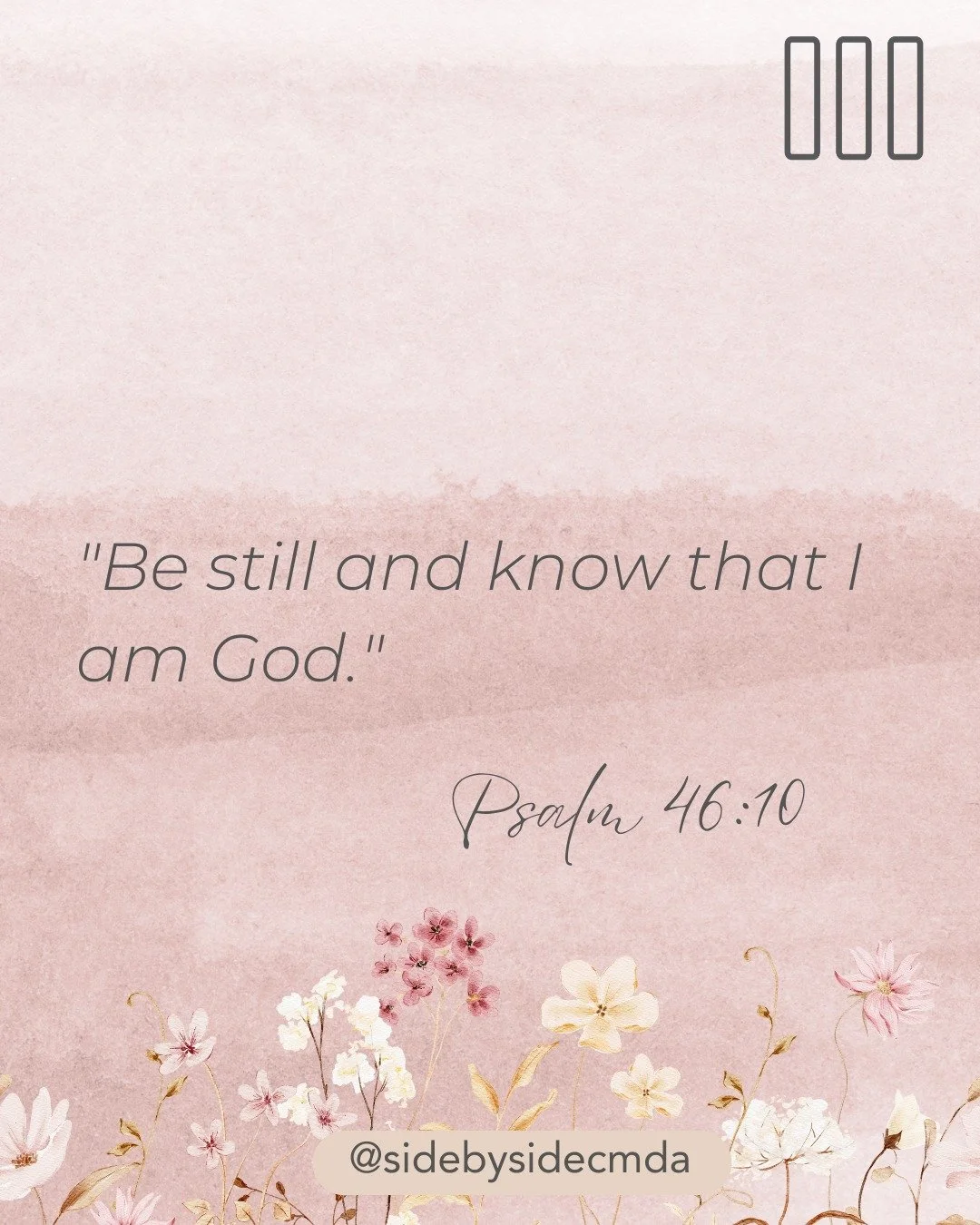 💟 Encouragement for Our Side By Side Sisters 💟
"Be still and know that I am God." – Psalm 46:10
✨ In the midst of life’s busy moments, take time to be still and recognize God’s presence. He is our refuge and strength,