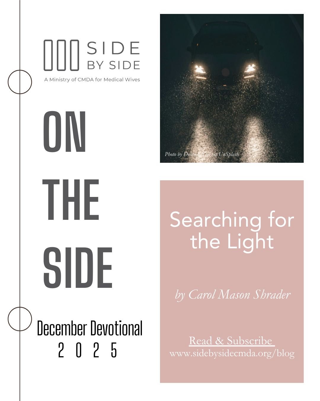 📢 The December Edition of On the Side is here! 🎉 

Check your inbox for an inspiring devotion by Carol Mason Shrader &ldquo;Searching for the Light.&quot;

✨ Not subscribed yet? Send us a message, and we&rsquo;ll get you connected! 💌 

#SideBySide