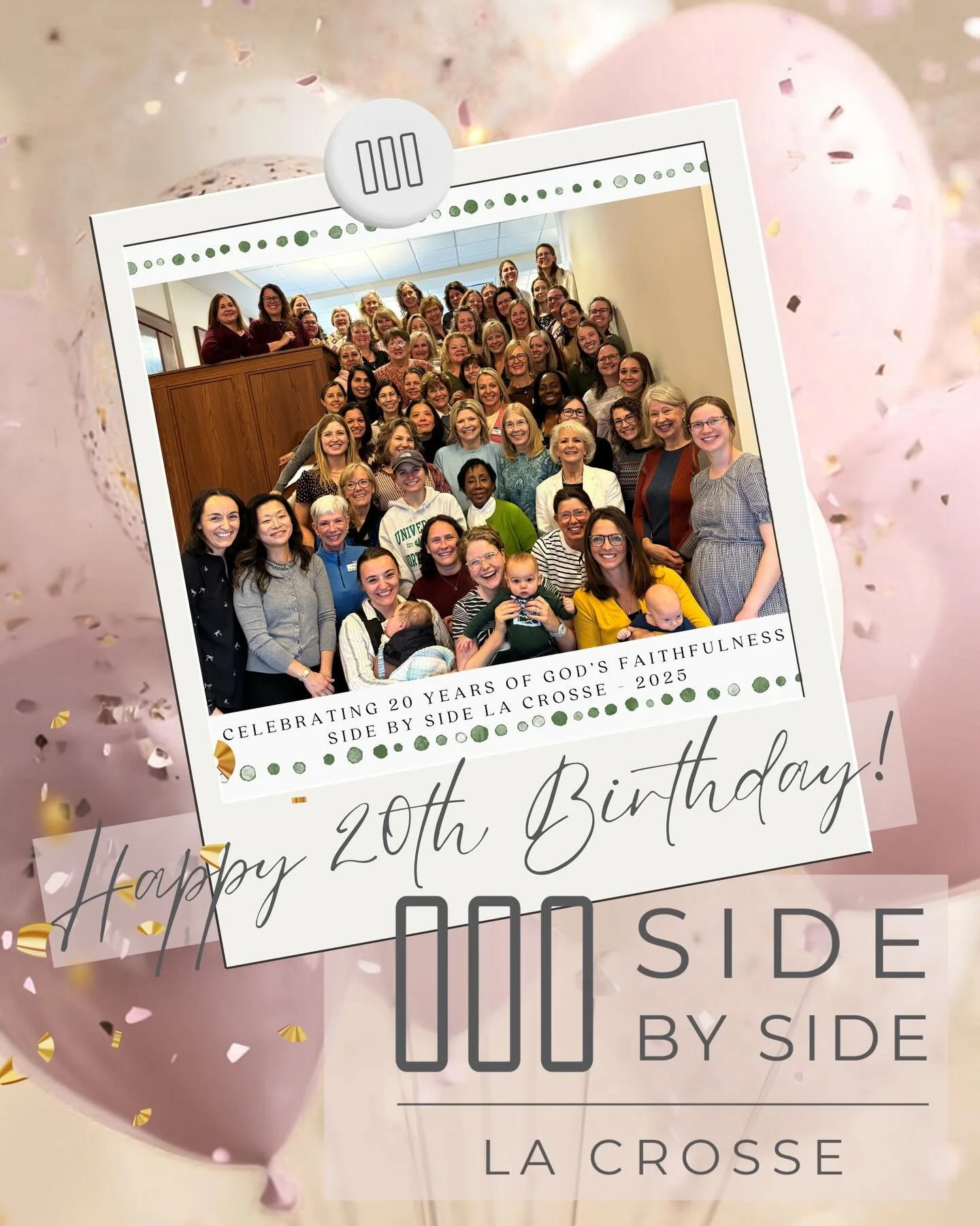 Celebrating 20 YEARS of faith, fellowship, and faithful service! 🙌✨
Side By Side La Crosse has been walking side by side with women married to healthcare workers and dentists&mdash;lifting one another up, serving our community, and glorifying God e