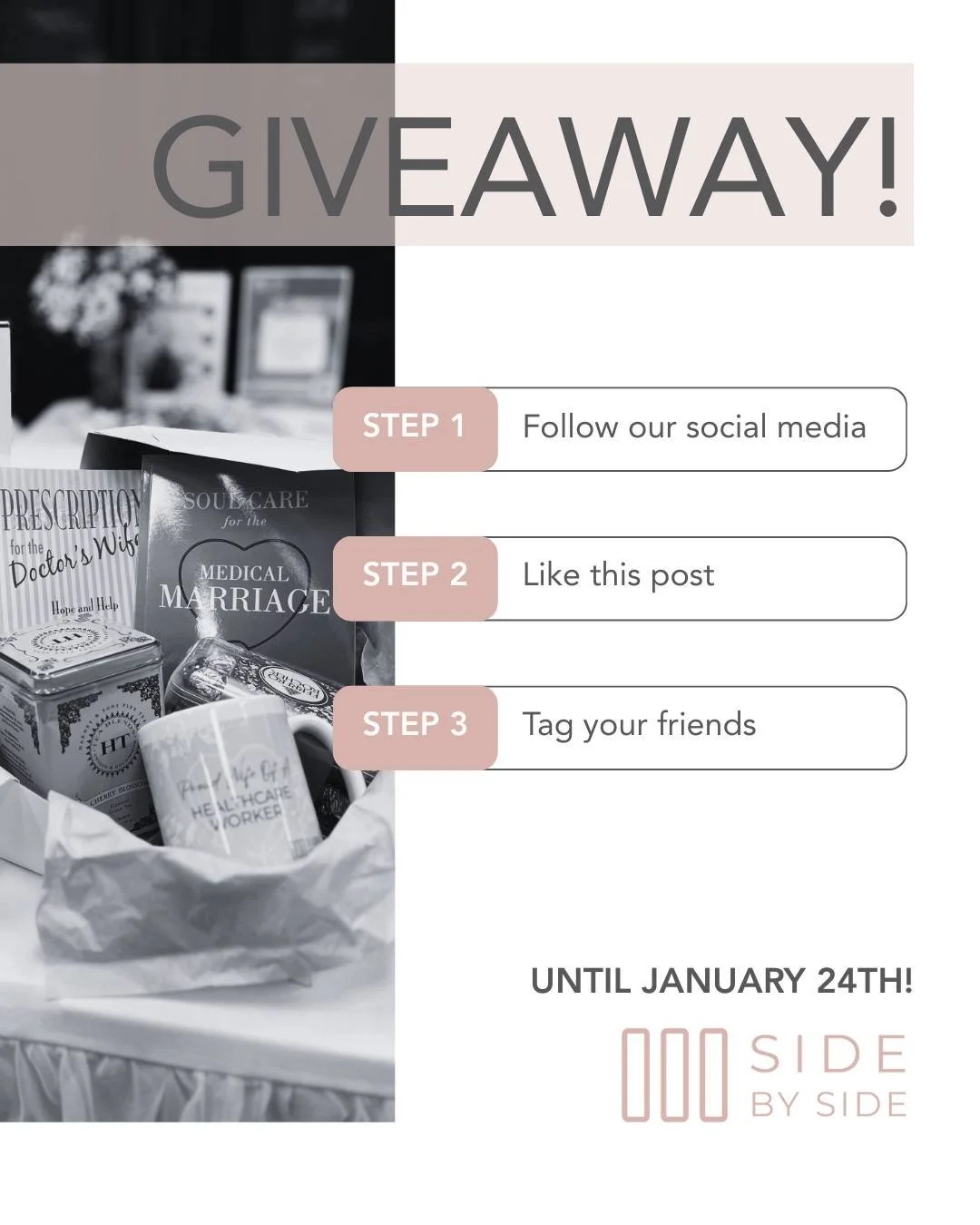 We're kicking off our 2026 Love Challenge with a giveaway!

To enter:
-Follow our Instagram and/or public Facebook page (not our private group)
-Like this Post
-Tag a fellow Side By Side sister or a friend who needs to become a Side By Side sister!

