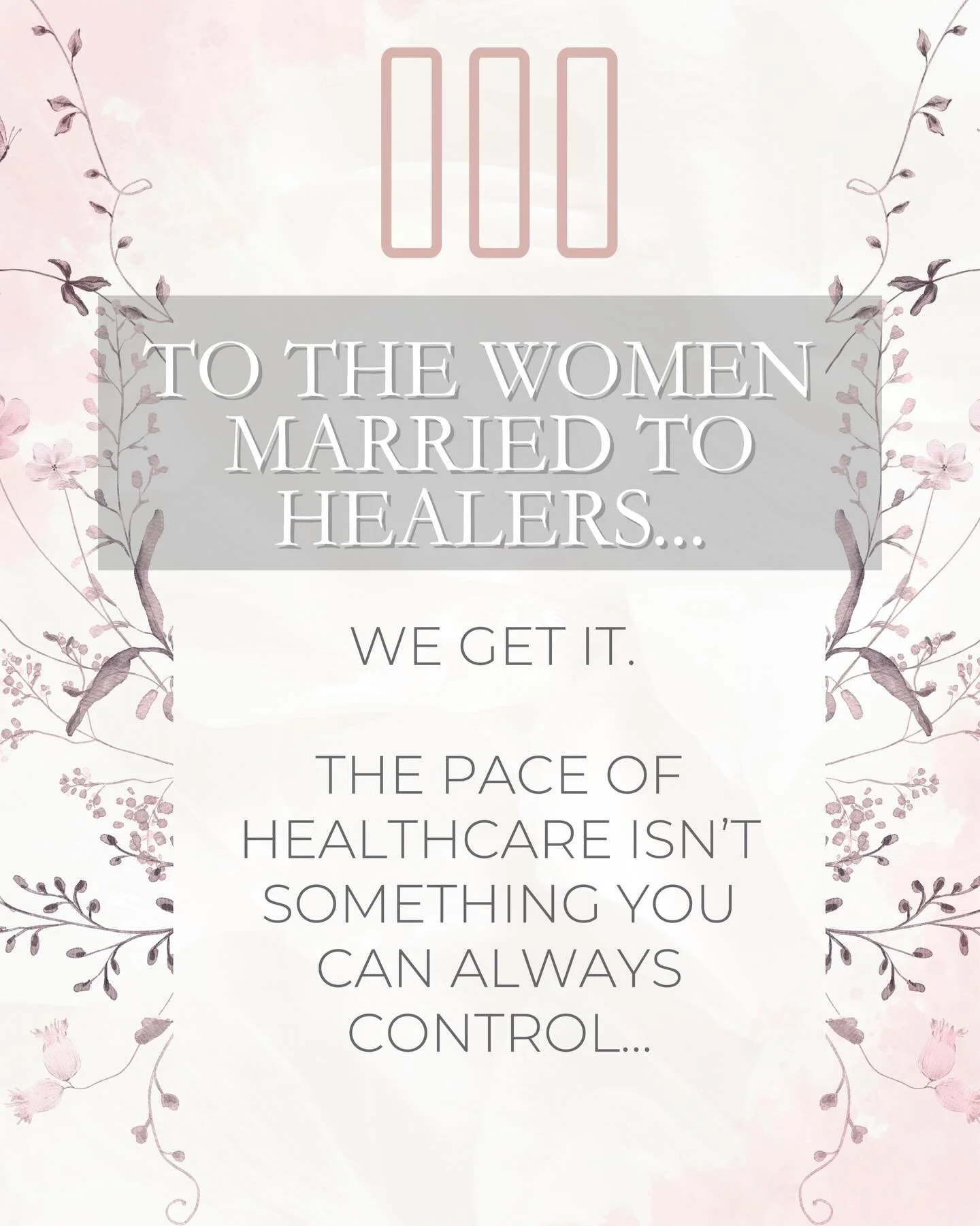 &ldquo;What if we lived at a pace that left us with margin, space, and time to pour into our own souls, as well as into the souls of others?&rdquo; &mdash; Debra Fileta, *Soul Care*

To the women married to healers&hellip; we see you. 🤍

The pace of