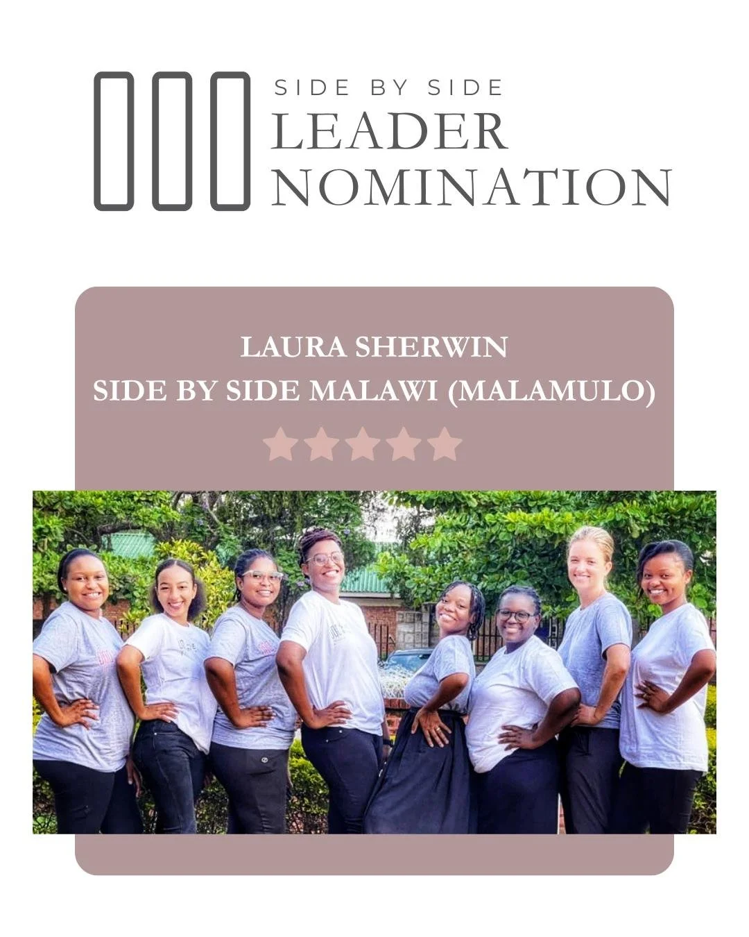 Our Savior has brought your leaders to the banqueting table and said, &ldquo;Well done.&rdquo; Now it&rsquo;s our turn to celebrate them. 💛

A special thank you to Laura Sherwin for your faithful leadership with Side By Side Malawi. Your service, lo