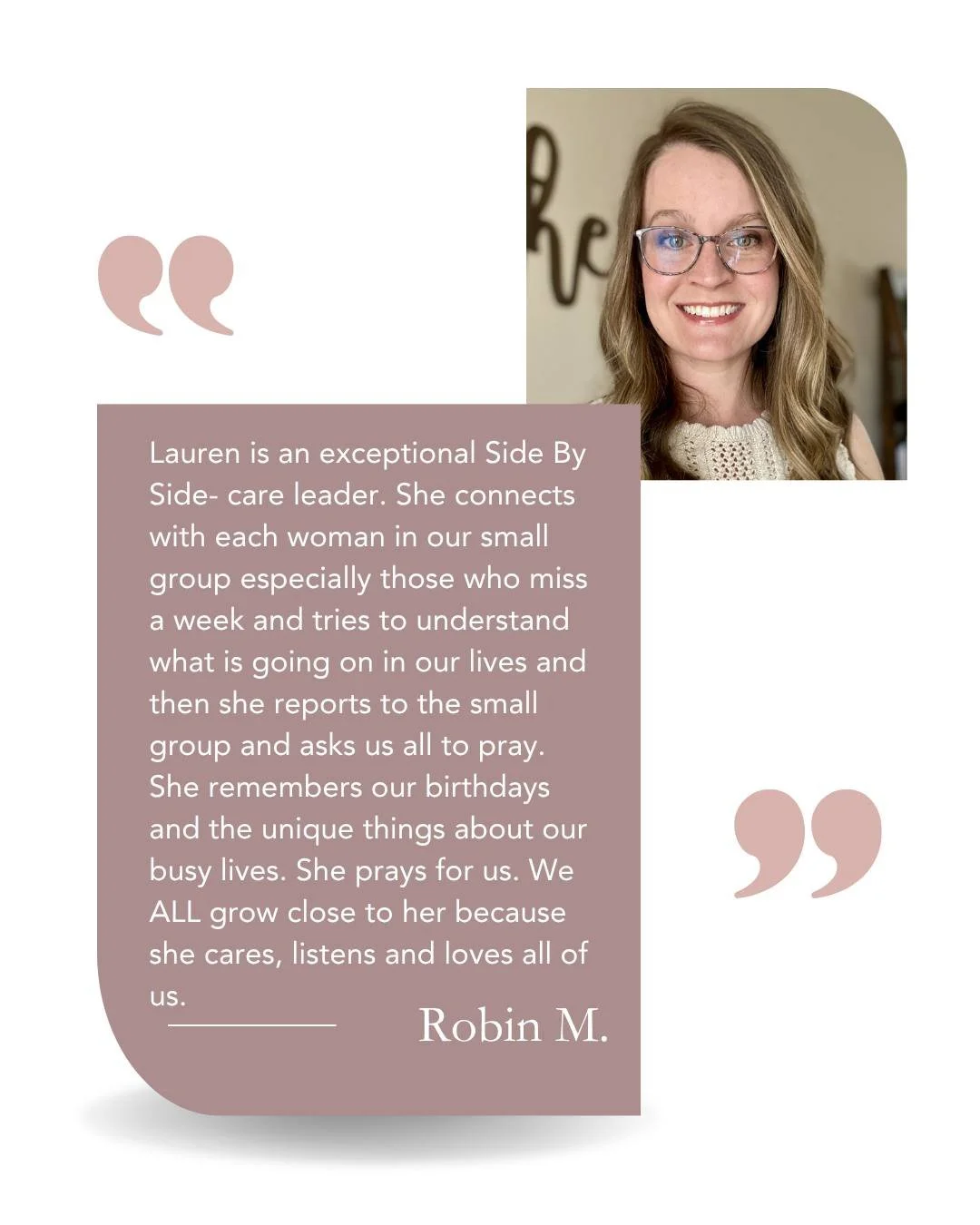 With grateful hearts, we celebrate Lauren Greenmyer of Rochester, MN 💛

Lauren has been nominated for our Side By Side Leader Awards, and we couldn&rsquo;t be more thankful for the way she serves&mdash;with faith, humility, and a heart fully surrend