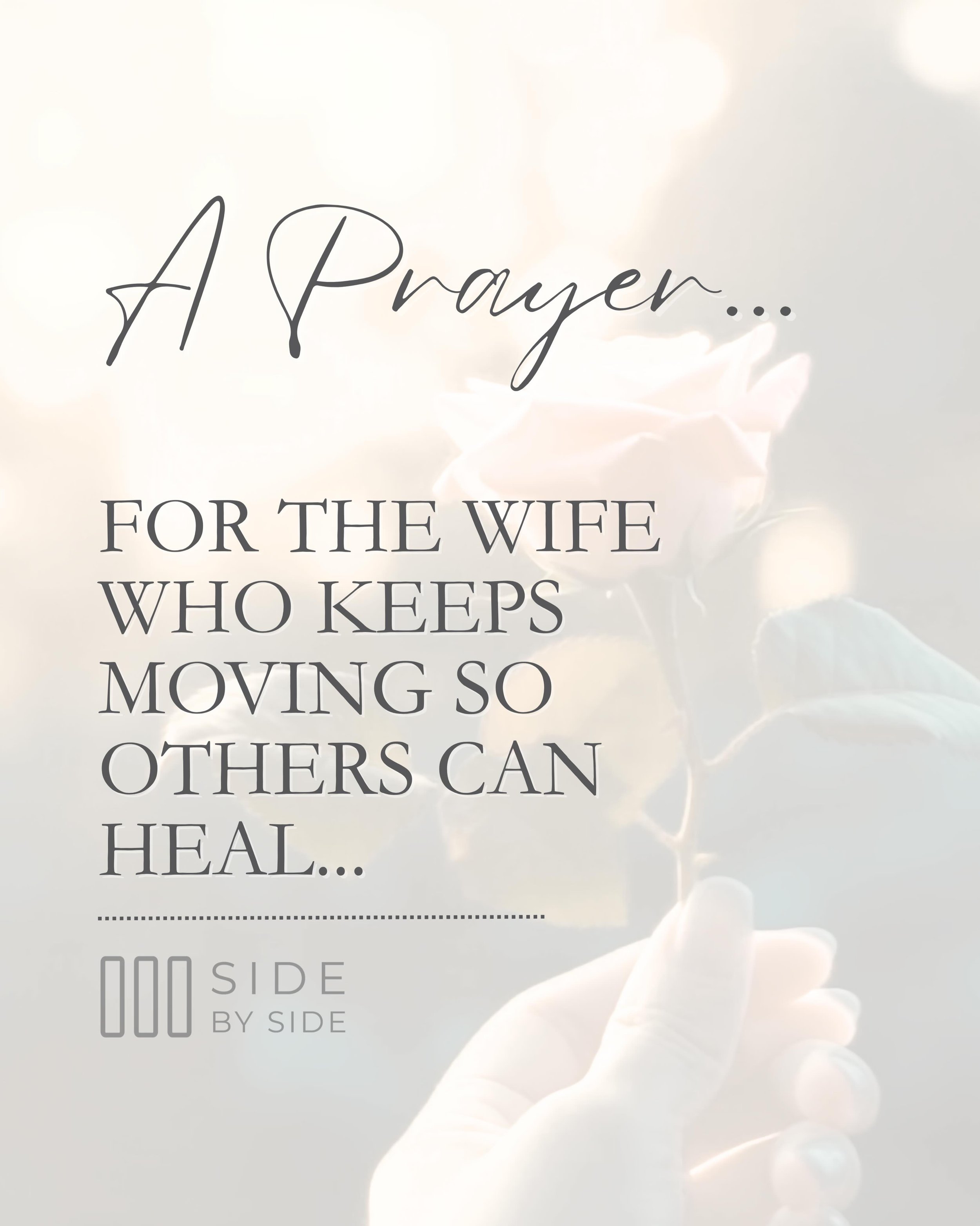 For the woman who keeps packing up her life so others can feel whole again. 

The woman who carries the unseen weight.
Who supports the calling.
Who starts over quietly.
Who holds everyone together while learning how to let go&hellip; again.

