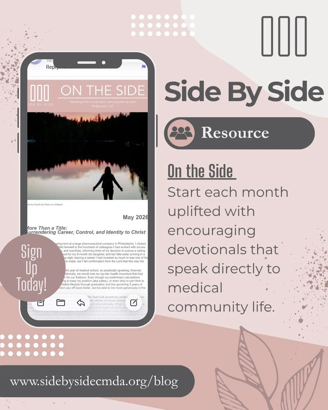 ✨ Looking for encouragement?

On the Side is filled with monthly devotionals, blog posts, announcements, and more to encourage you in every season. 💛

Subscribe to our newsletter and stay connected with all that&rsquo;s happening in Side By Side!

w