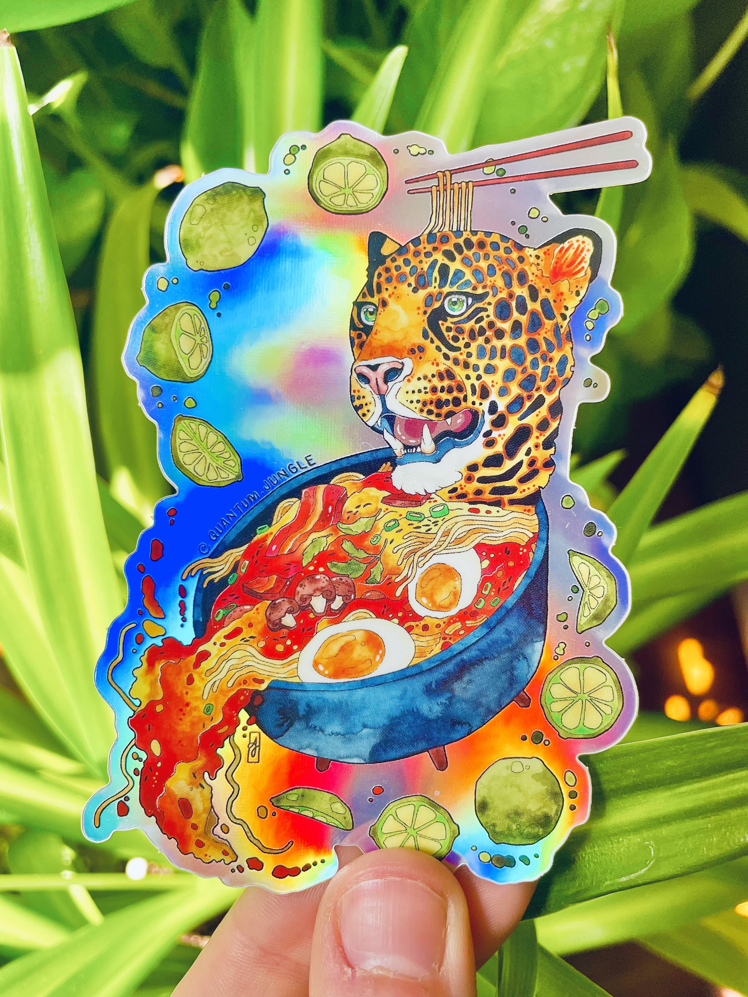 Holographic Leopard Ramen Sticker