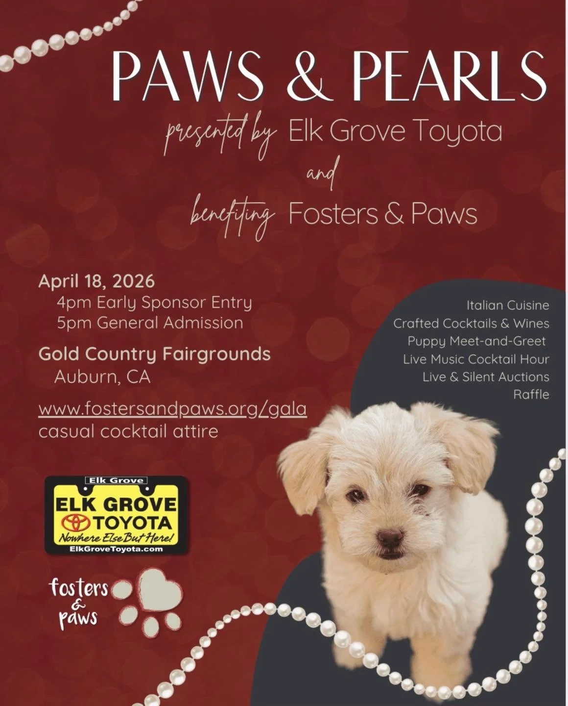 🚨🐾 Big Announcement! 🐾🚨

We&rsquo;re thrilled to introduce the Presenting Sponsor of the Fosters &amp; Paws Annual Gala&hellip;

✨Paws &amp; Pearls : presented by Elk Grove Toyota✨ elkgrovetoyota

Get ready for an unforgettable evening dedicated 