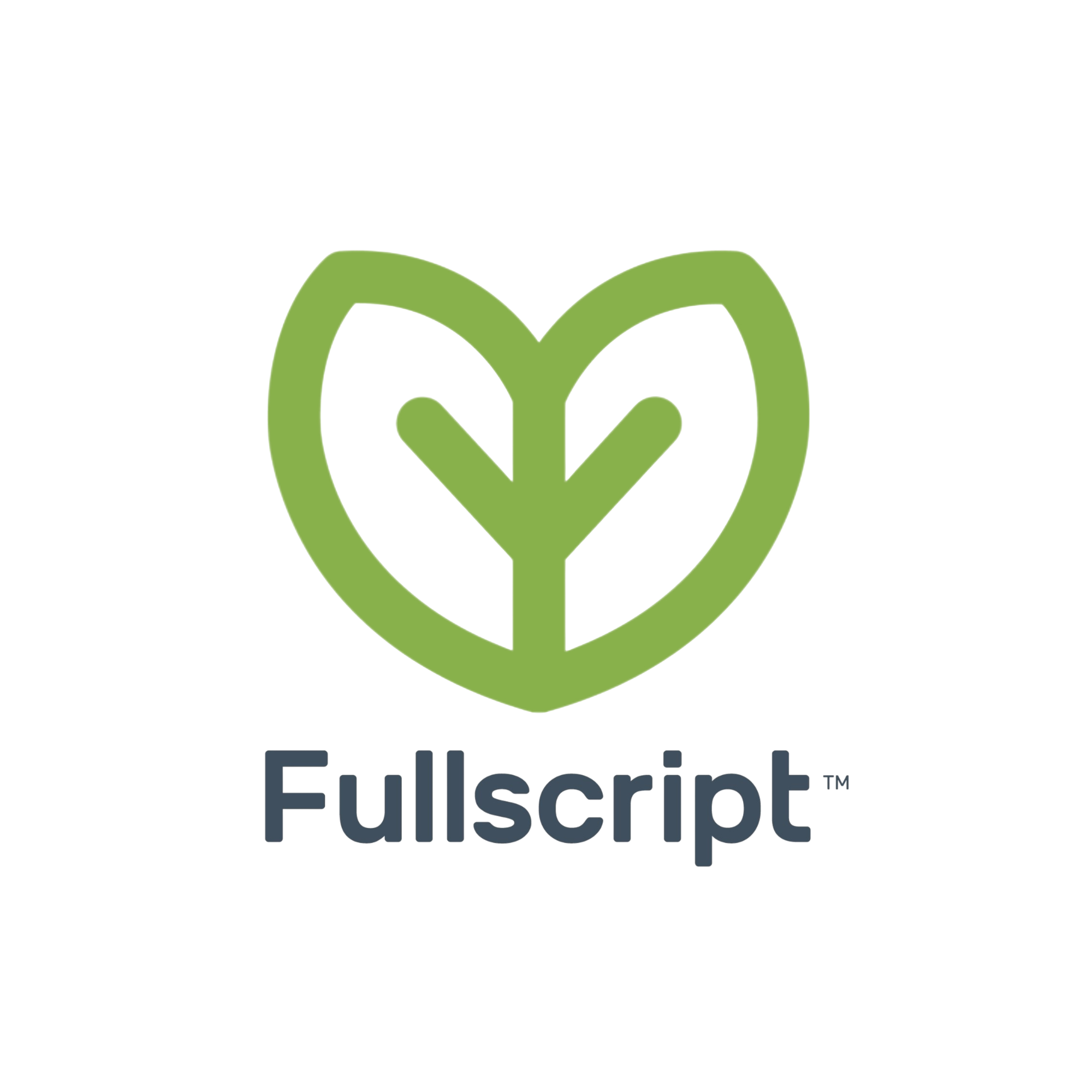 A logo with a stylized green leaf or plant icon above the word 'Fullscript' in dark gray text.