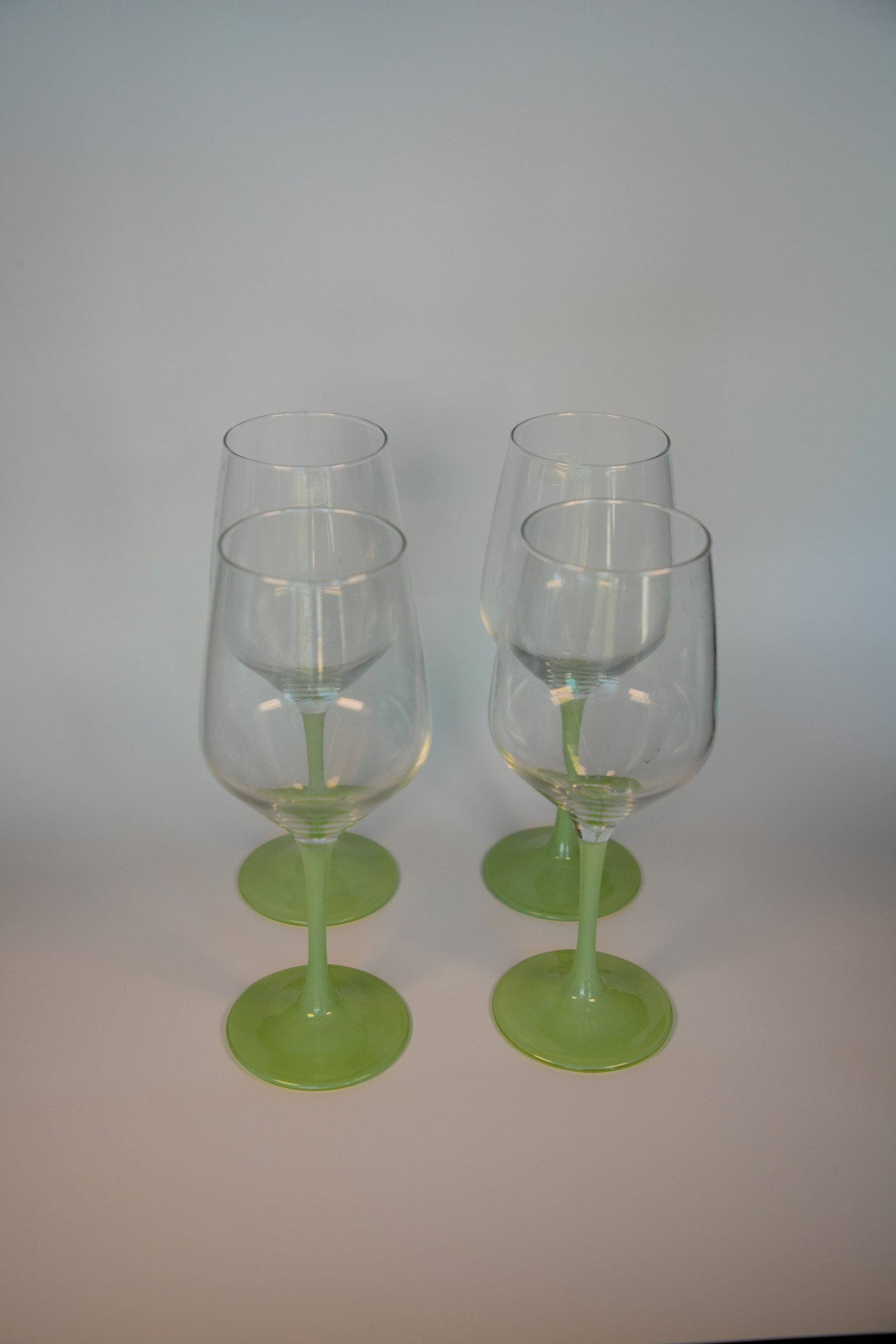 Green Long Stemmed Wine Glasses