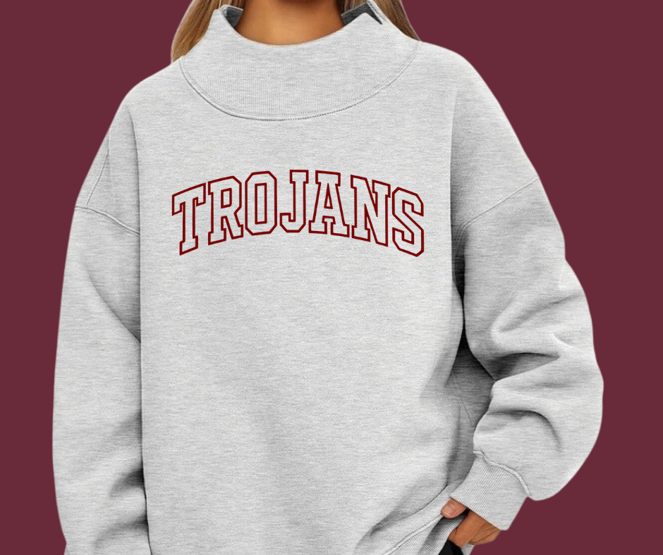 School Embroidered Mock Neck Crews