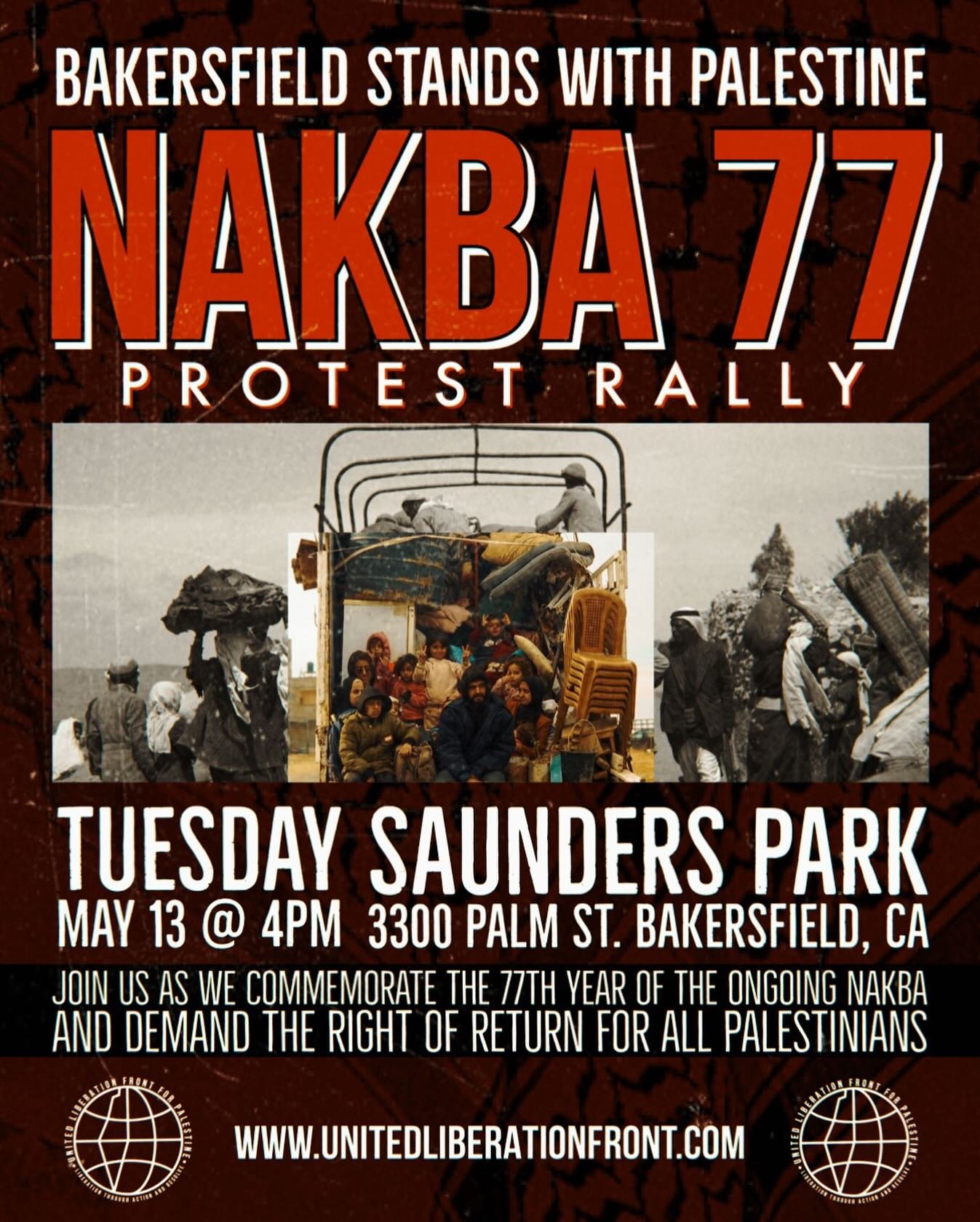 🇵🇸🗝️NAKBA 77 - BAKERSFIELD RALLY: 77 years ago, the Nakba began—the catastrophic displacement and ongoing erasure of the Palestinian people. But the Nakba never ended. From Gaza to the West Bank, from exile to occupation, Palestinians contin